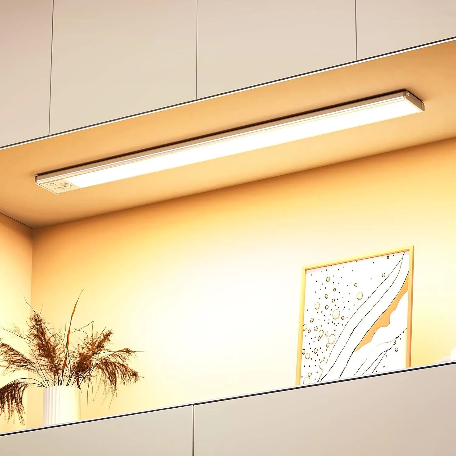 OUILA Led Schrankbeleuchtung mit Bewegungsmelder 41CM LED Unterbauleuchte Küche Ultradünnes dimmbar Sensor Licht Auflad…