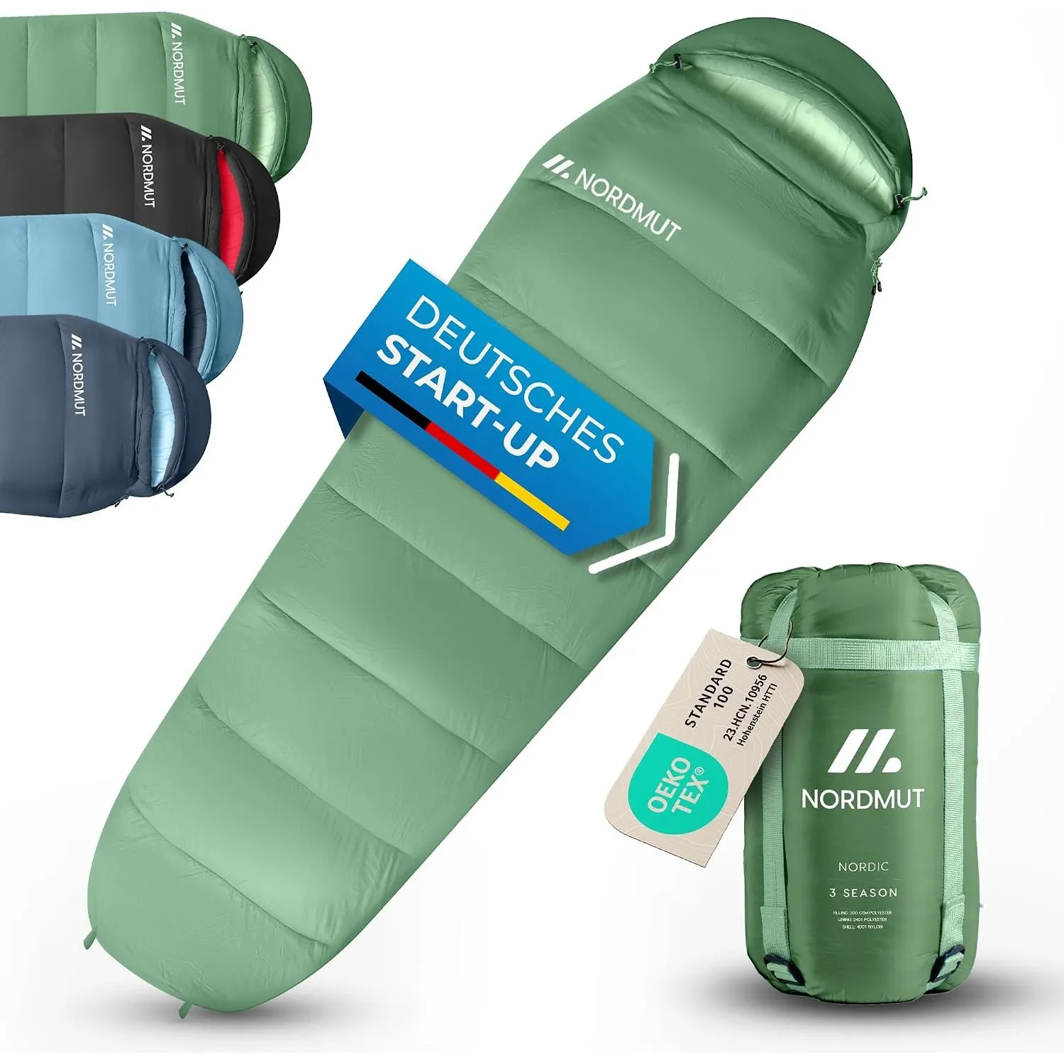 NORDMUT® Schlafsack Erwachsene – kleines Packmaß & Ultraleicht (900/1500g) – 3-Jahreszeiten (250 GSM) & Sommerschlafsac…