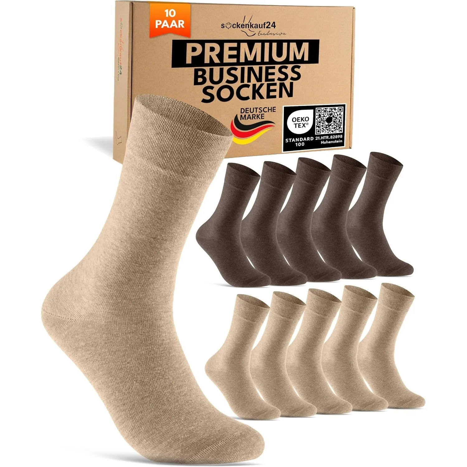 10 Paar Socken Herren Damen Business Herrensocken in Premium Qualität mit Komfortbund ohne Naht aus Baumwolle