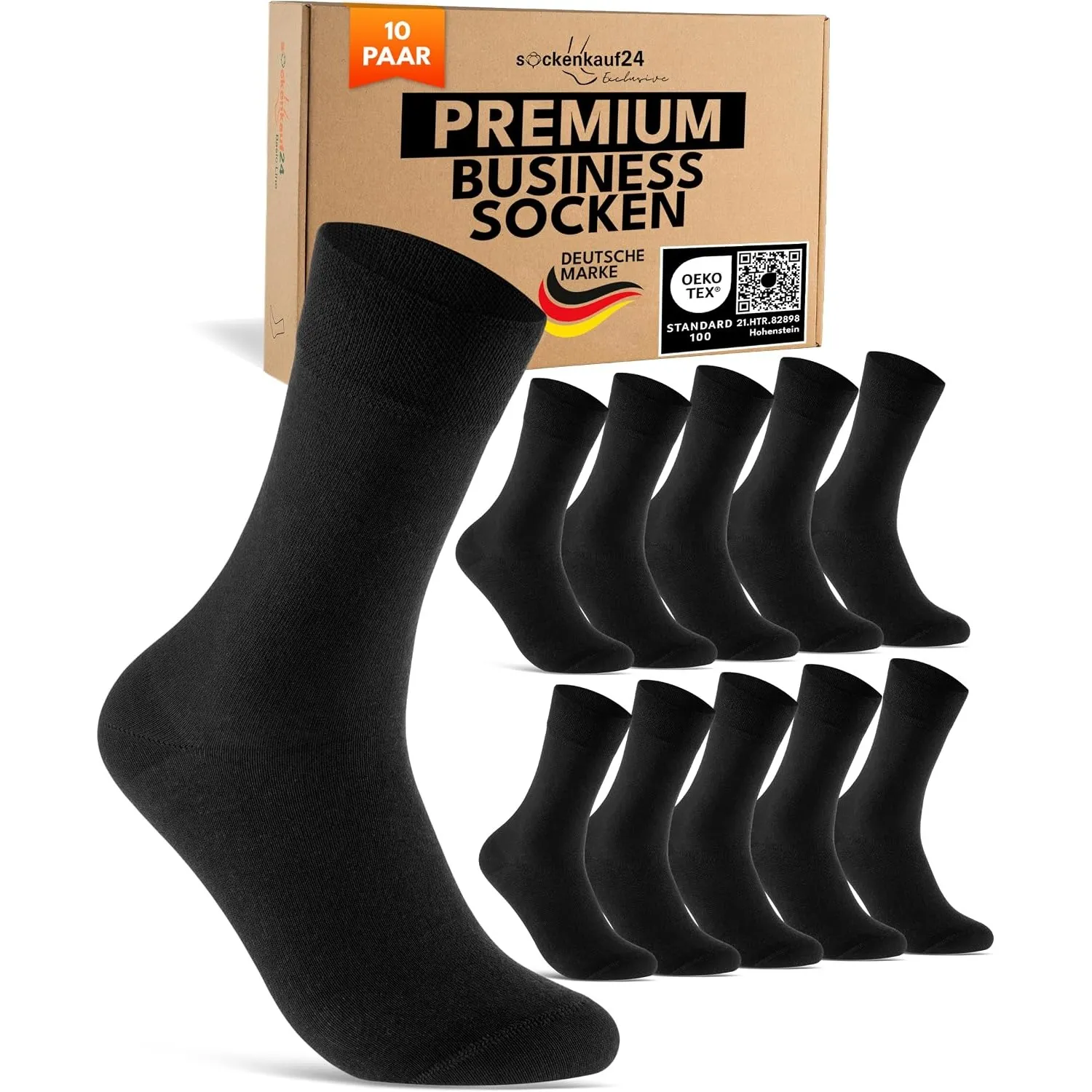 10 Paar Socken Herren Damen Business Herrensocken in Premium Qualität mit Komfortbund ohne Naht aus Baumwolle