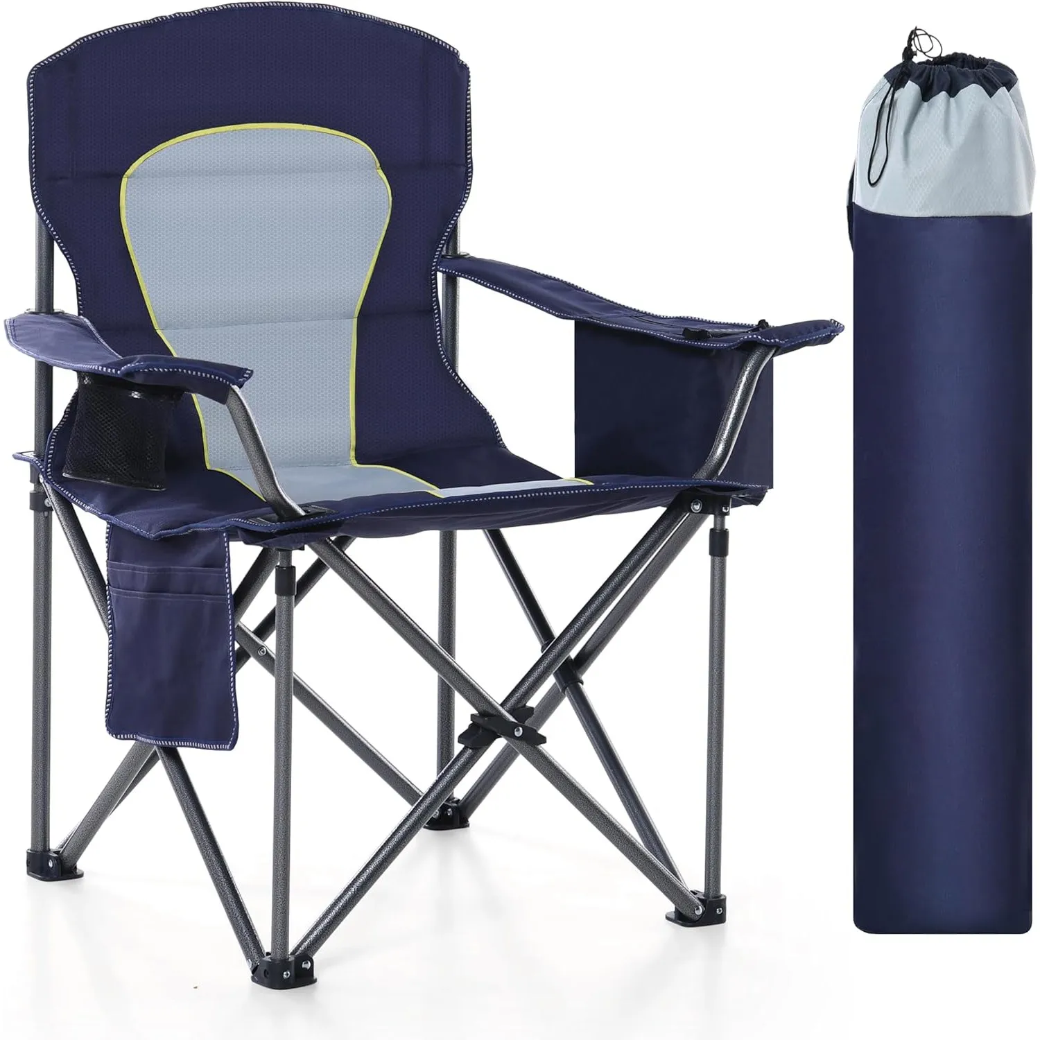 HIGH POINT SPORTS Campingstuhl Faltbar 200kg Klappstuhl Gepolstert mit Getränkehaltern Faltbarer Angelstuhl XXL mit Arm…