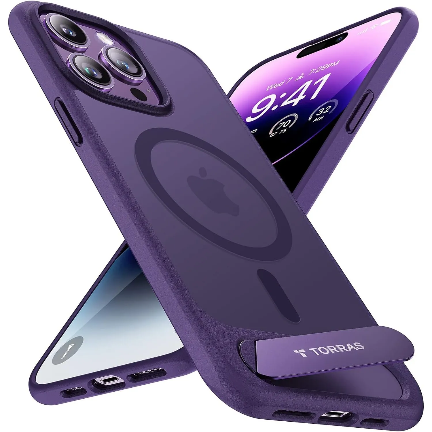 TORRAS Ostand L1 für iPhone 14 Pro Max Hülle für MagSafe Ständer Lila