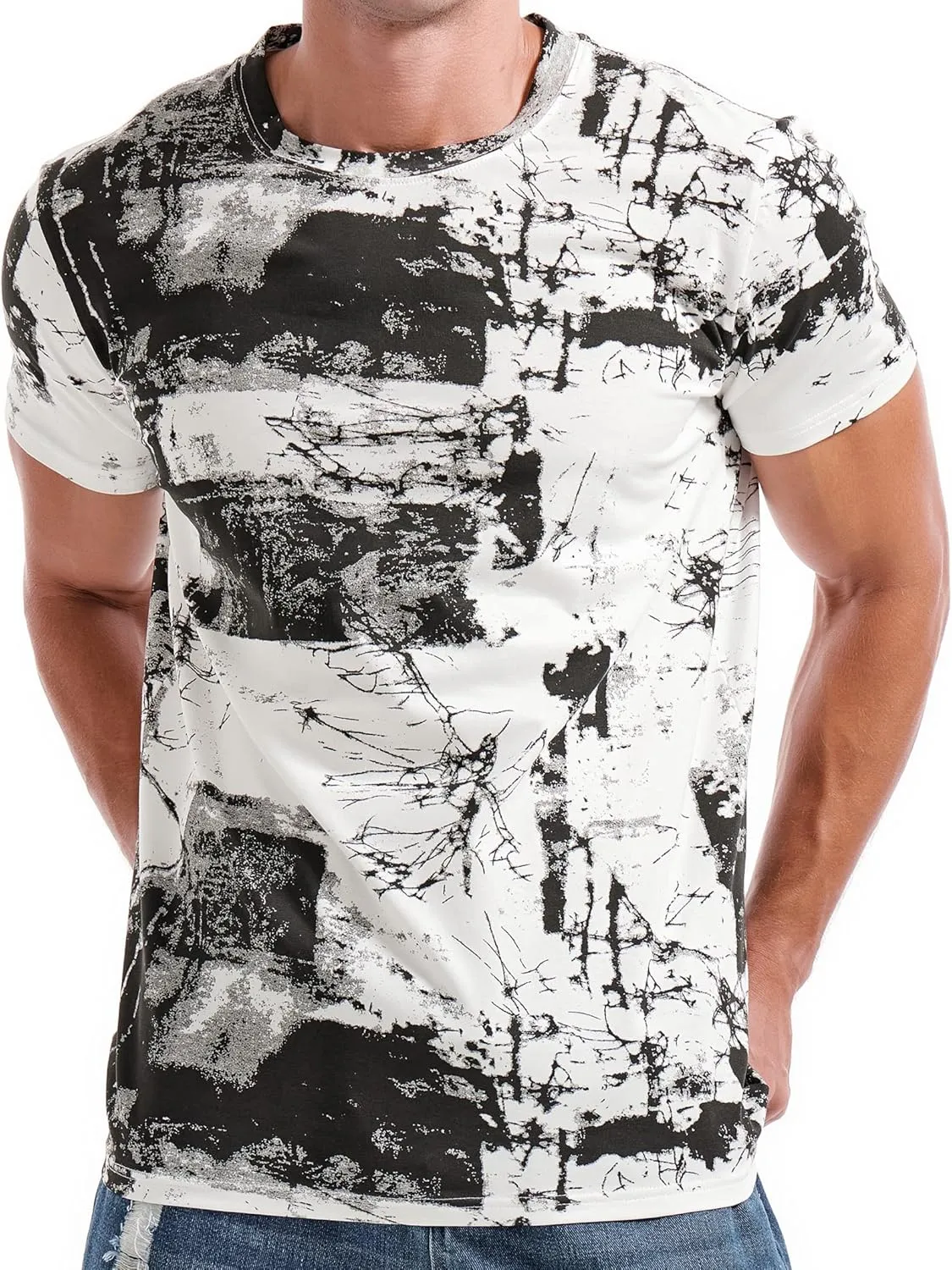 RONOMO Men's T-Shirt, 95% Cotton, 5% Spandex, Microelastic, Skin-friendly