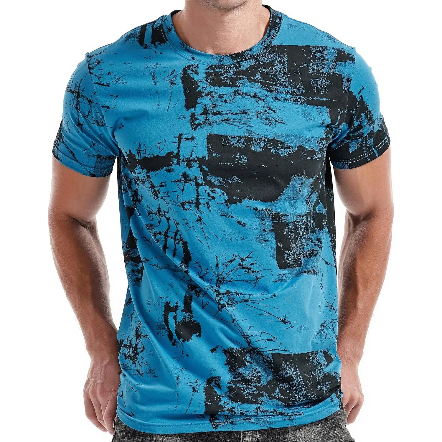 RONOMO Herren T-Shirt 95% Baumwolle 5% Spandex, Mikroelastik, Hautfreundlich