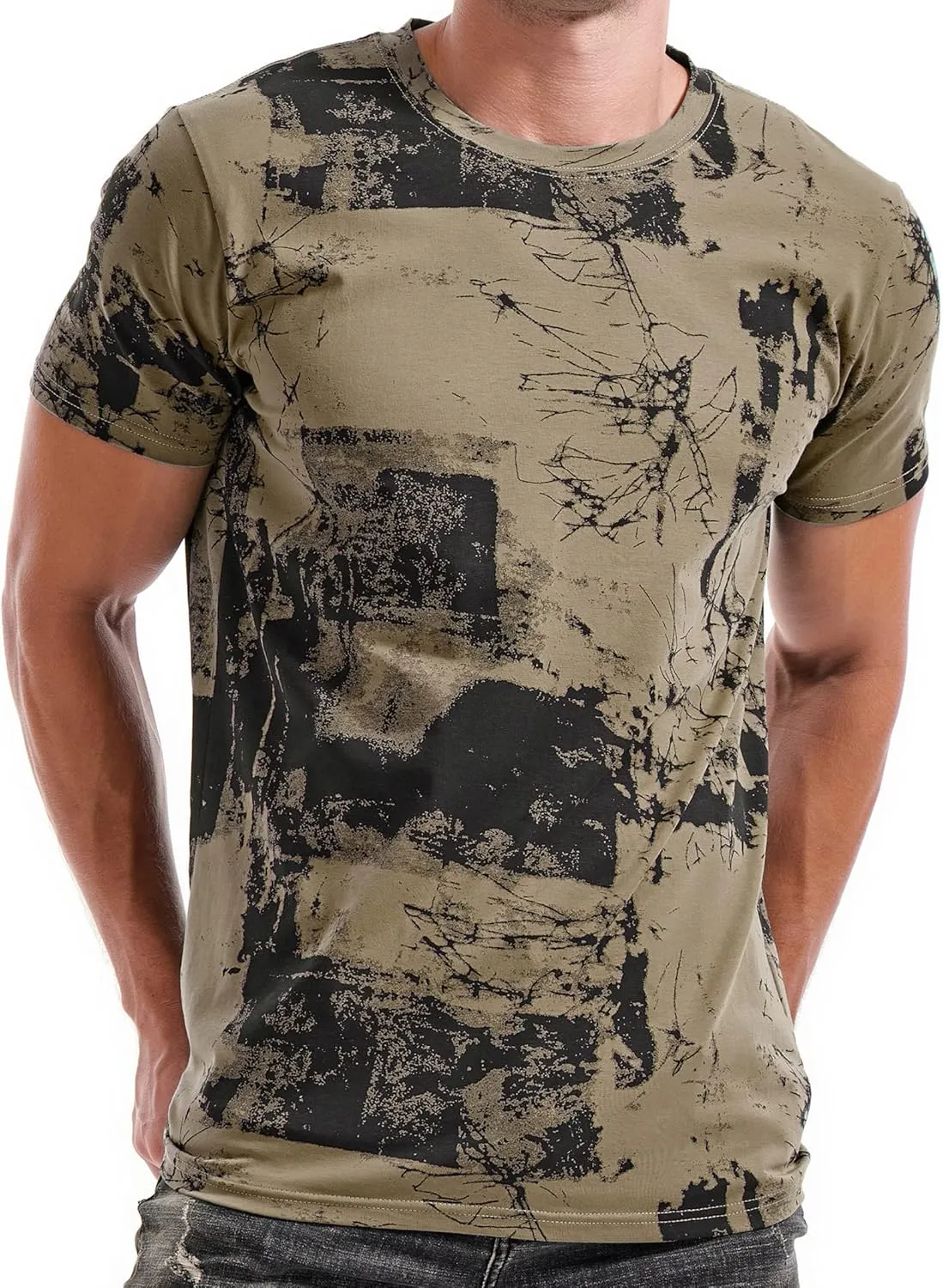 RONOMO Herren T-Shirt 95% Baumwolle 5% Spandex, Mikroelastik, Hautfreundlich