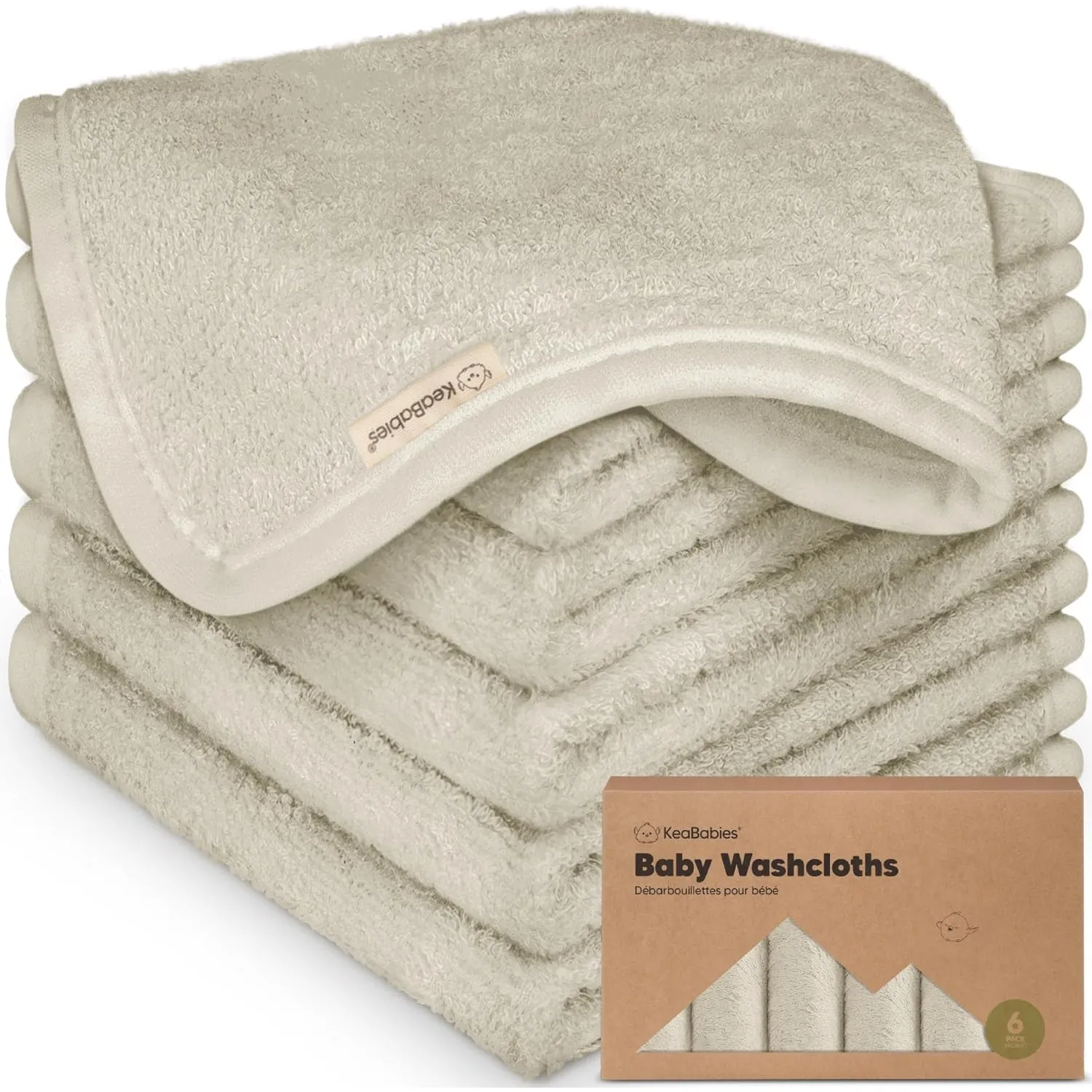 KeaBabies 6-Pack Babywaschlappen - Weiche Bambus-Waschlappen für Babys, Kinder, Ultra Absorbierende Neugeborenen-Badeha…