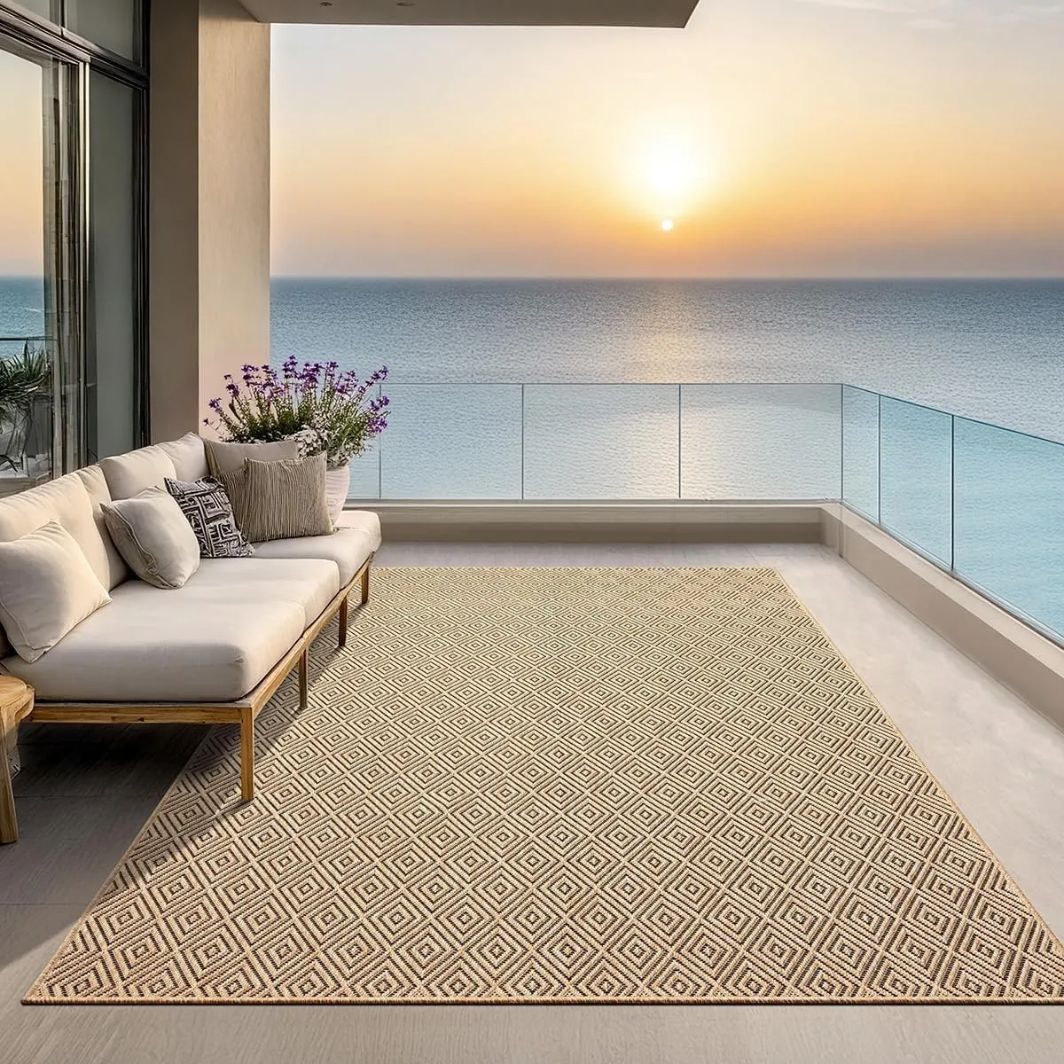 the carpet Kansas Outdoor Teppich – Wetterfester Indoor & Outdoor Teppich im Jute-Look für Balkon, Terrasse, Garten, Wo…