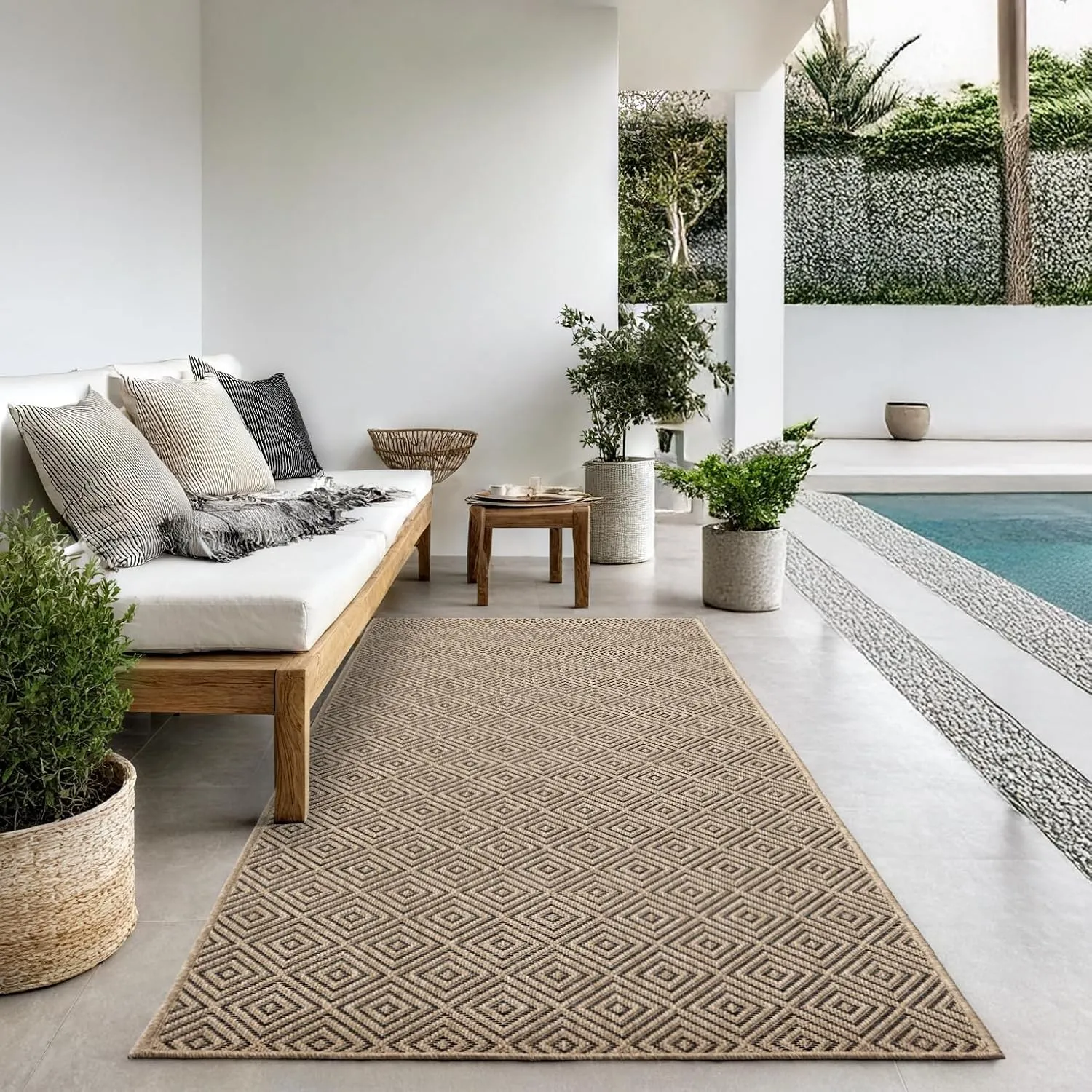 the carpet Kansas Outdoor Teppich – Wetterfester Indoor & Outdoor Teppich im Jute-Look für Balkon, Terrasse, Garten, Wo…