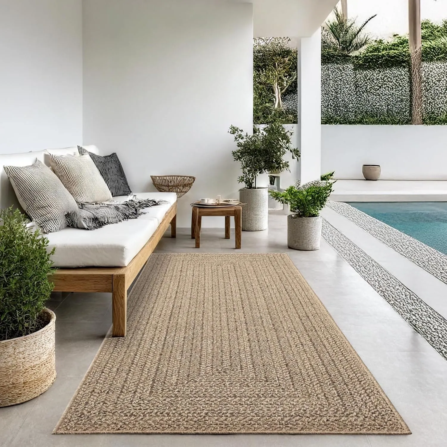 the carpet Kansas Outdoor Teppich – Wetterfester Indoor & Outdoor Teppich im Jute-Look für Balkon, Terrasse, Garten, Wo…