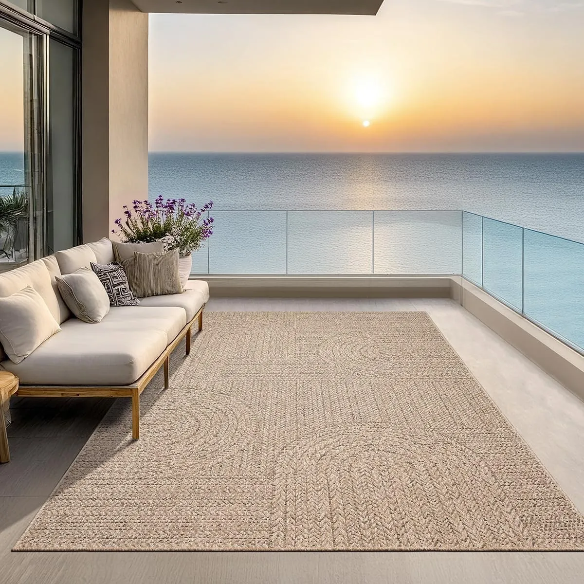 the carpet Kansas Outdoor Teppich – Wetterfester Indoor & Outdoor Teppich im Jute-Look für Balkon, Terrasse, Garten, Wo…