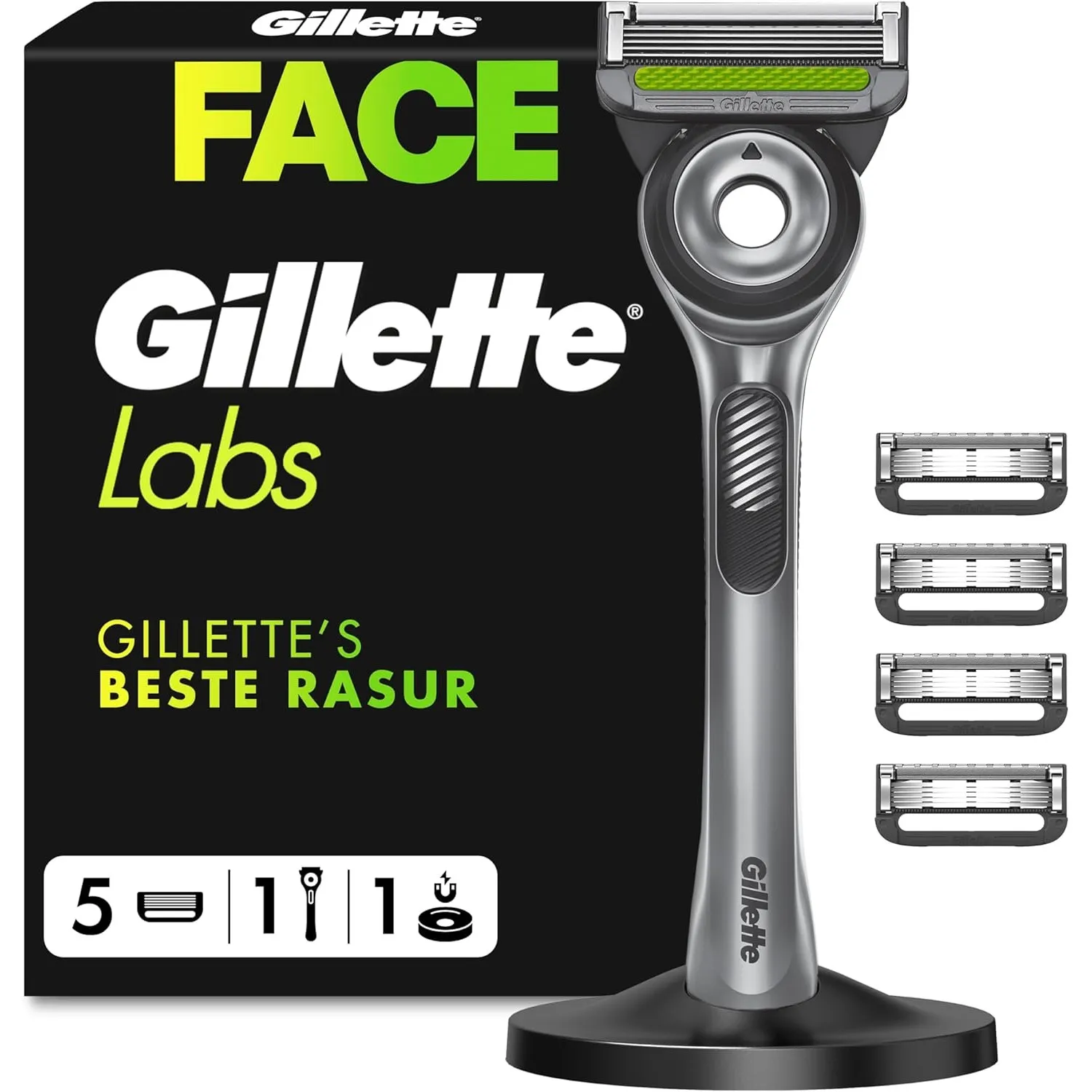 Gillette Labs Rasierer Herren, Nassrasierer, Metall, Grau
