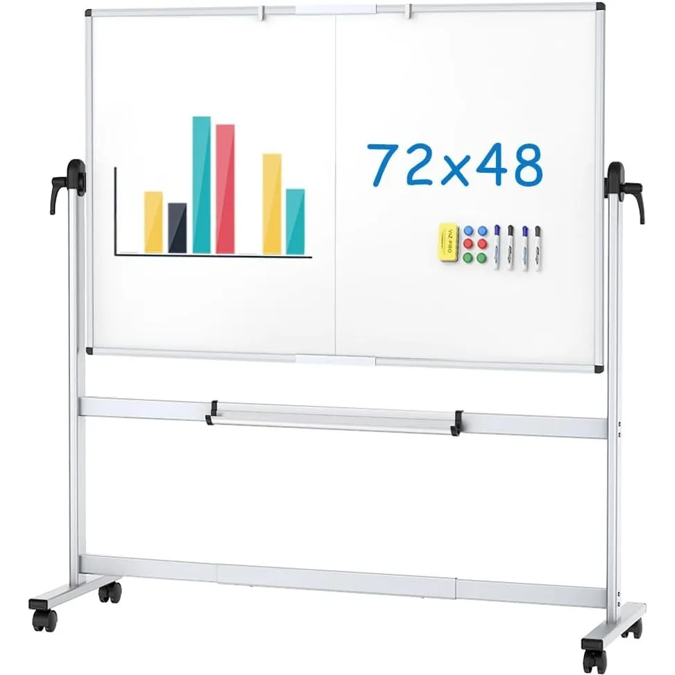 VIZ-PRO Mobiles Whiteboard mit Ständer 180x120 cm, Doppelseitig Magnetisch
