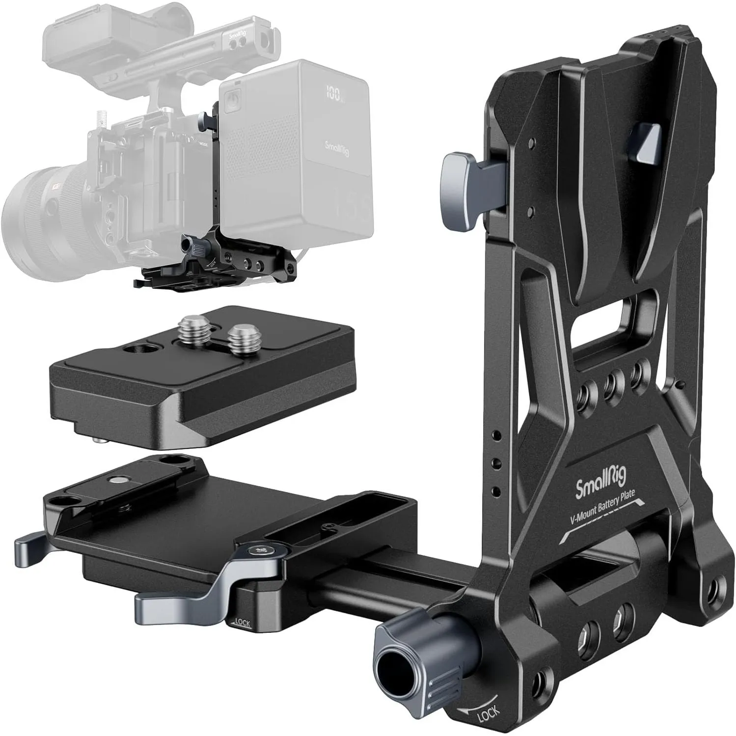 SMALLRIG V-Mount Battery Plate, V-Lock-Akku-Montageplatte mit doppelter Schnellwechselplatte für Arca-Swiss, kompakte u…