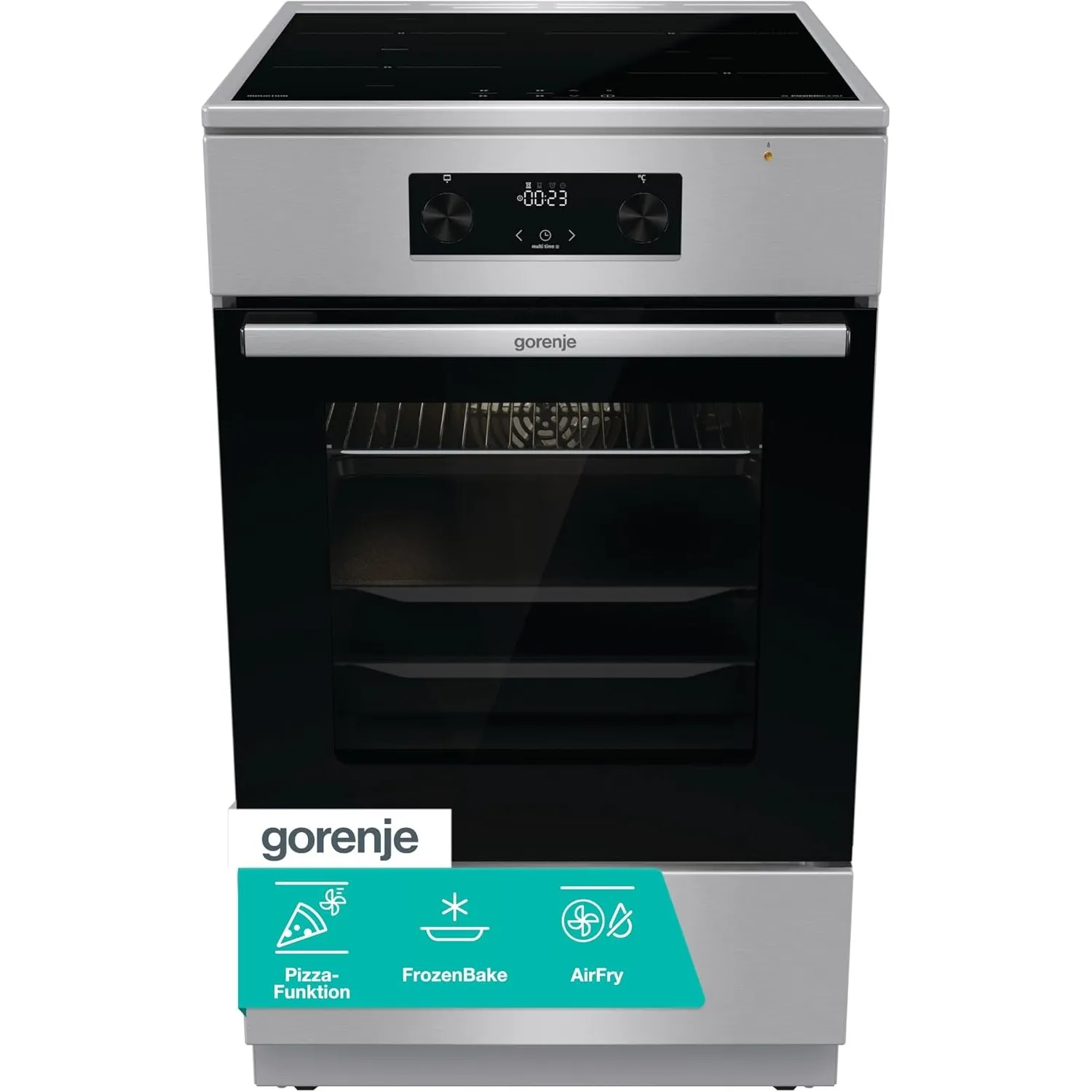 Gorenje GEIT5C61XPG Elektro-Standherd mit Induktionskochfeld, 50cm Breite, 70 L, Pizza Funktion, FrozenBake, AirFry, Mu…