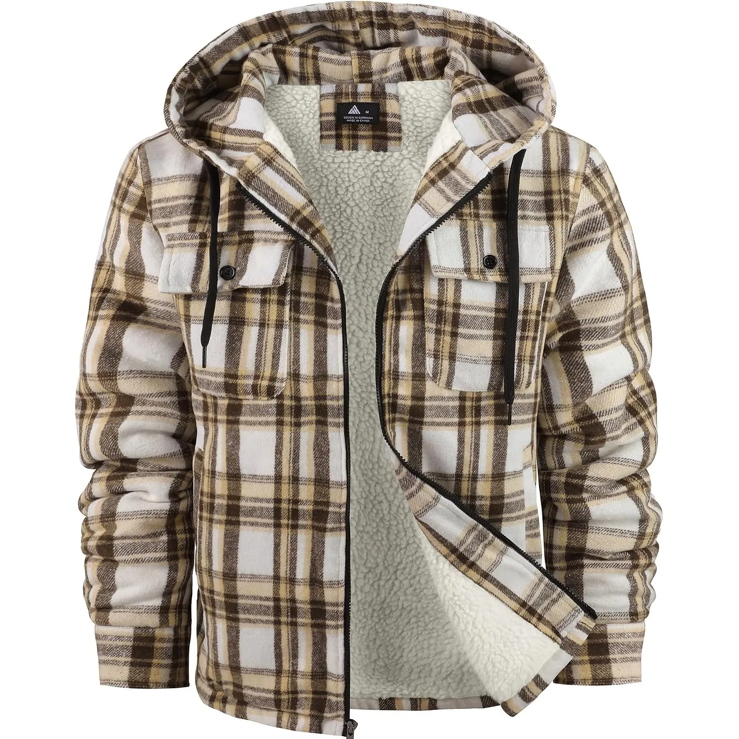 SwissWell Herren Hemdjacke Verdicken Karierts mit Reißverschluss Flanelljacke Plüschfutter Freizeit Gefüttert Kapuzenpu…