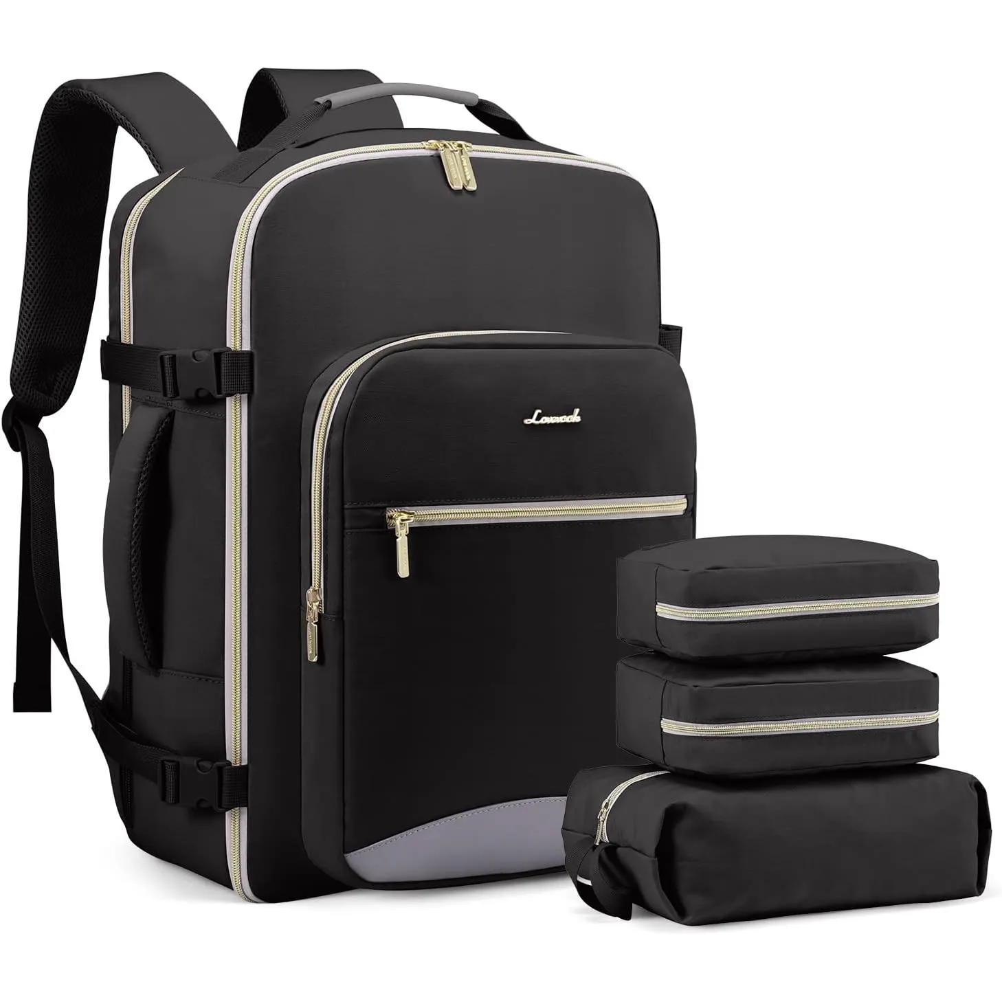 LOVEVOOK Handgepäck Rucksack Flugzeug, 40L Groß Reiserucksack Damen Kofferrucksack, Wasserdicht Reisetasche für 17 Zoll…