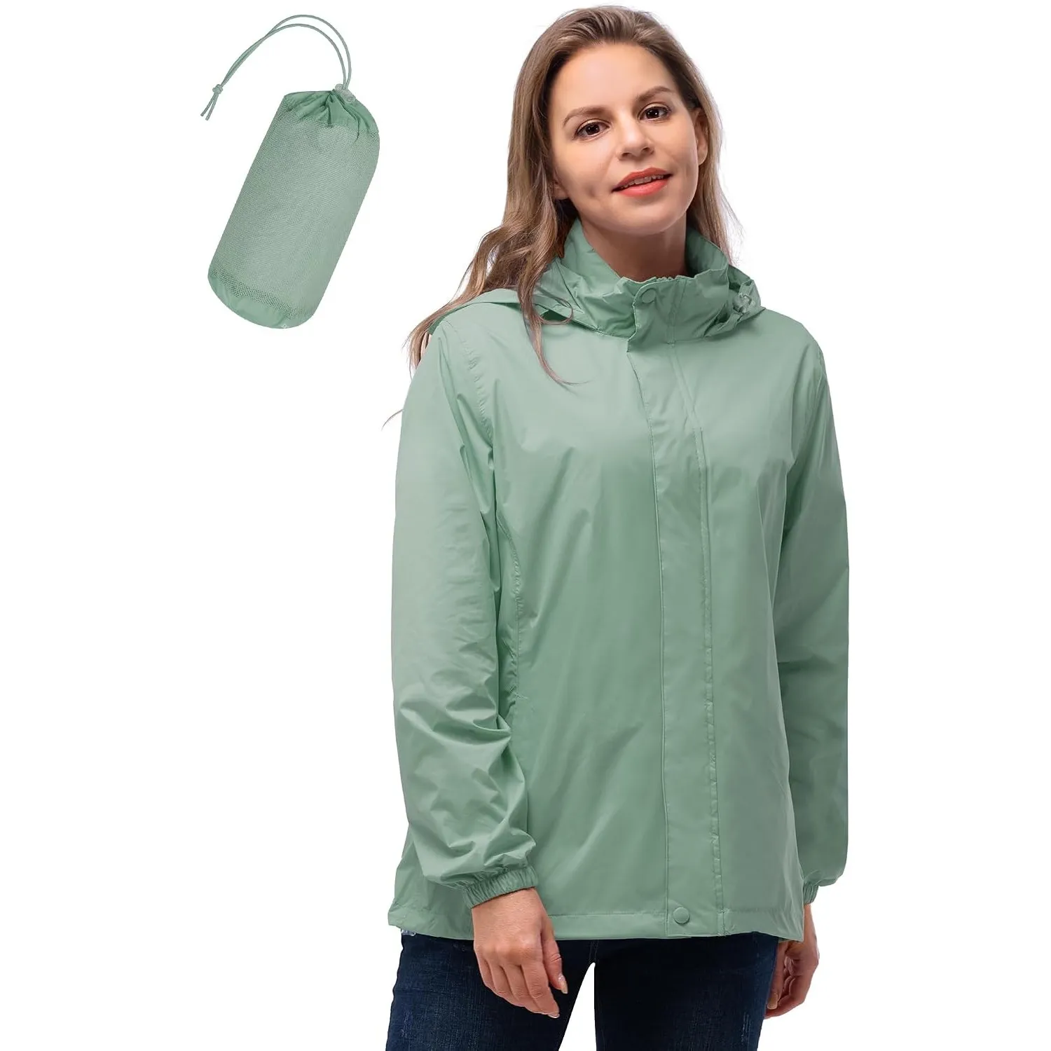 33,000ft Damen Wasserdichte Faltbar Regenjacke Atmungsaktive Windbreaker