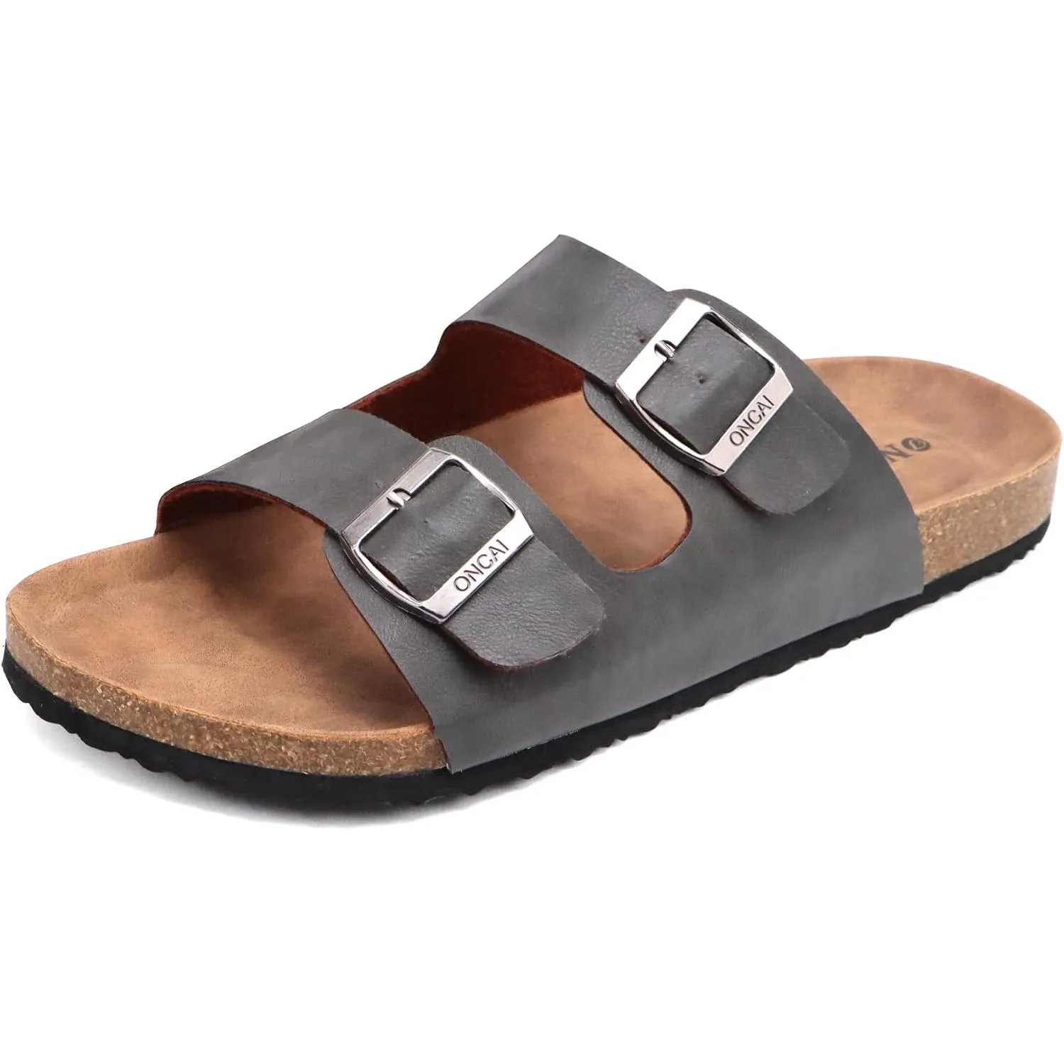ONCAI Herren-Hausschuhe-Pantoletten-Schlappen-Sommerschuhe Flache Sandalen schieben und Sommer Drinnen und Draußen Kork…