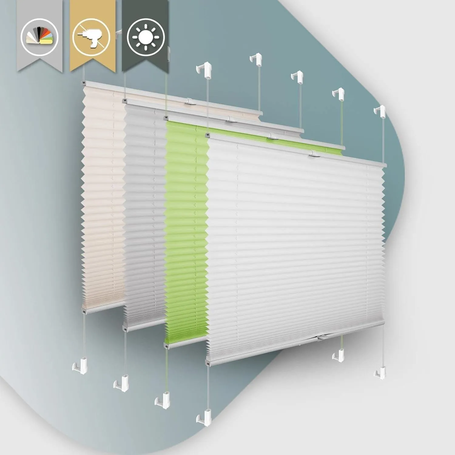 Buseu Plissee Klemmfix ohne Bohren 80x110cm Weiß Faltrollo Plisseerollo