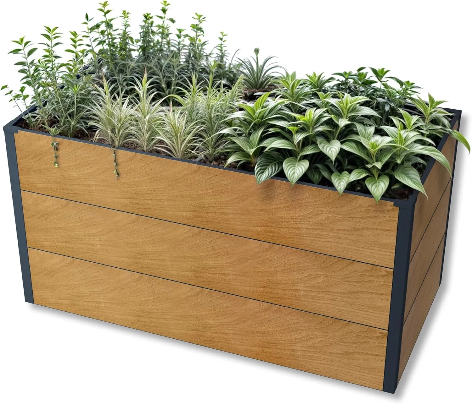 Metzler Hochbeet für den Garten – Stahl in Holzoptik & Anthrazit | Witterungsbeständiges Metall-Gartenbeet, Pflanzenbee…