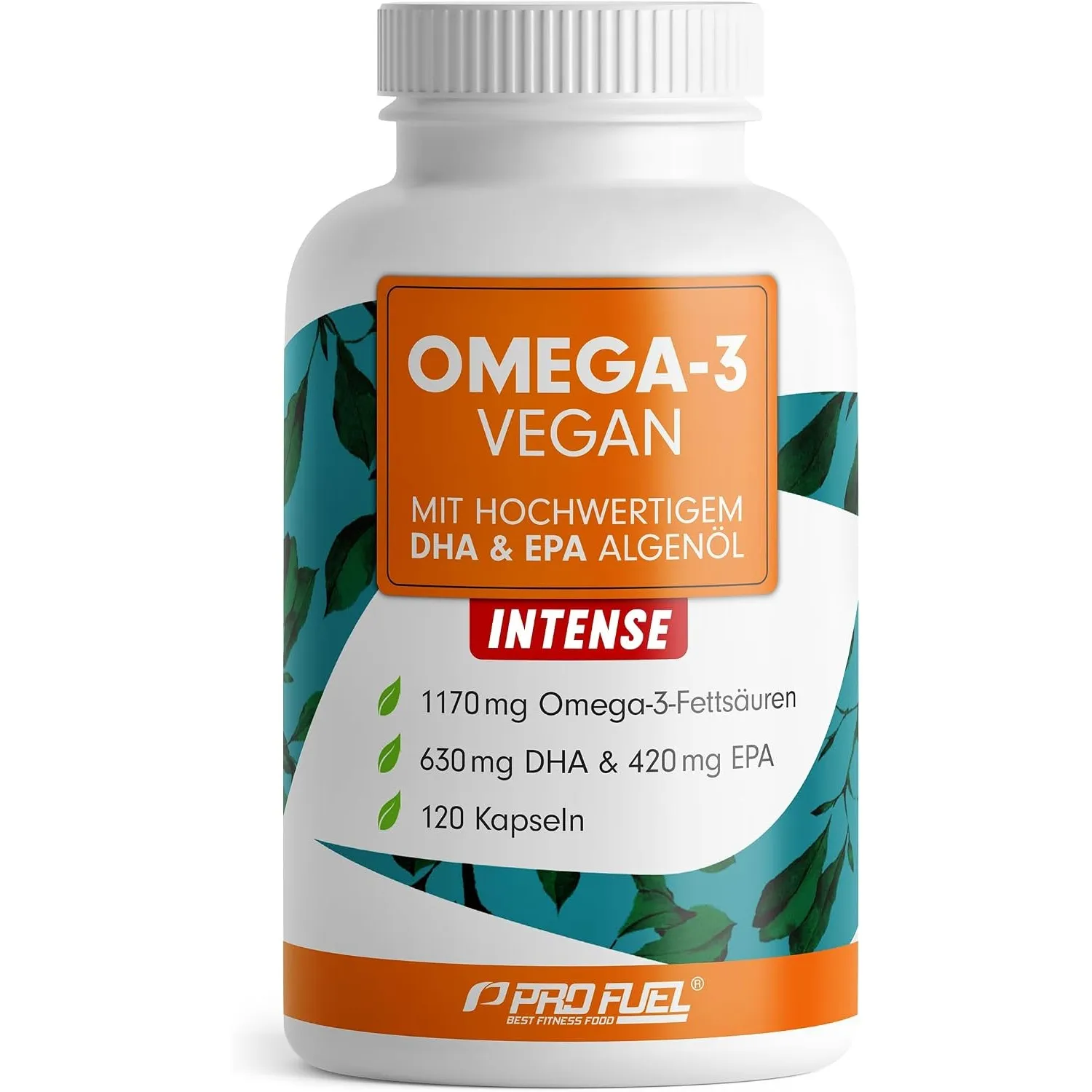 Omega-3 vegan INTENSE - 120 Kapseln - 2000 mg Algenöl pro Tag - hochdosiert mit 630mg DHA + 420 mg EPA - vegane Omega-3…