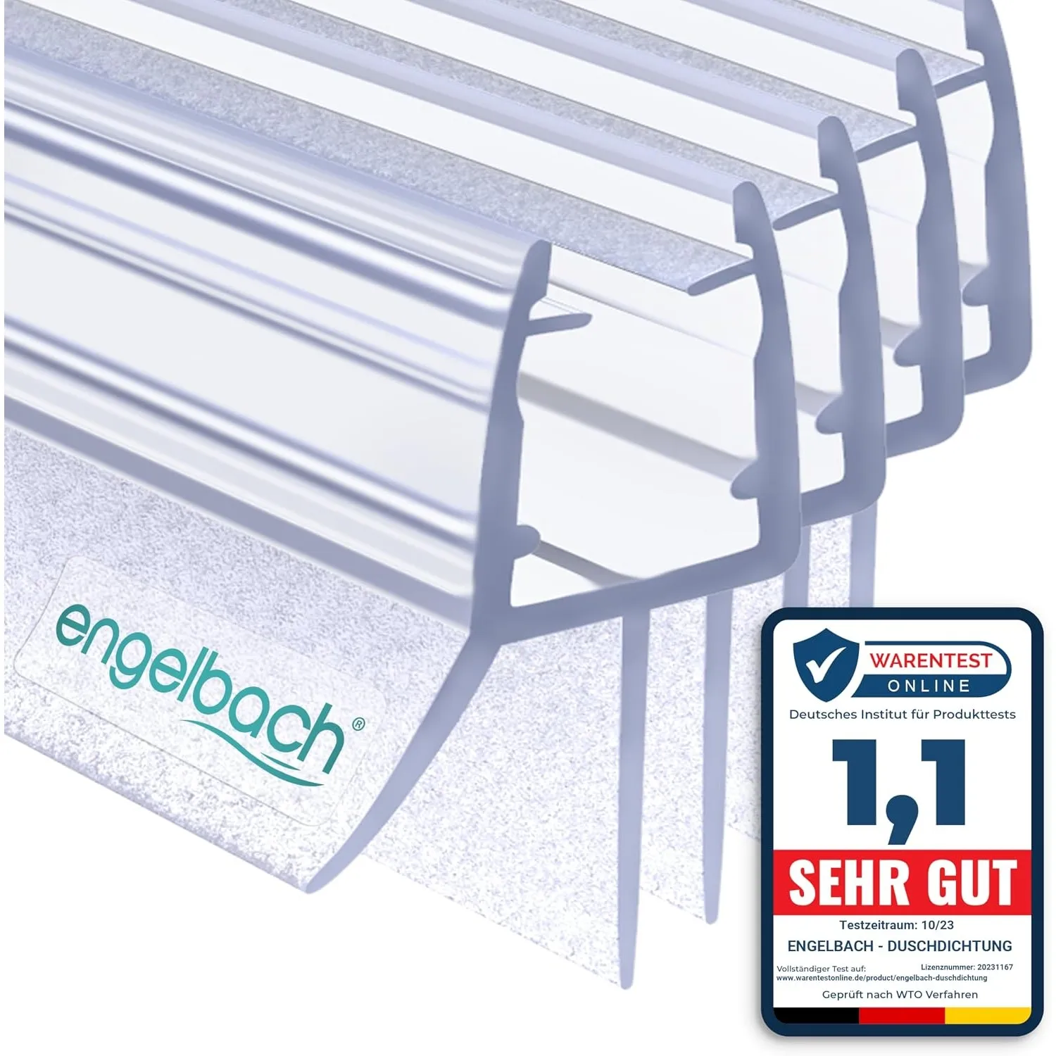 Engelbach® Duschdichtung 4x 100cm mit perfekter Passform für 5-8mm Glastüren - Duschtürdichtung mit extra dicker Gummil…
