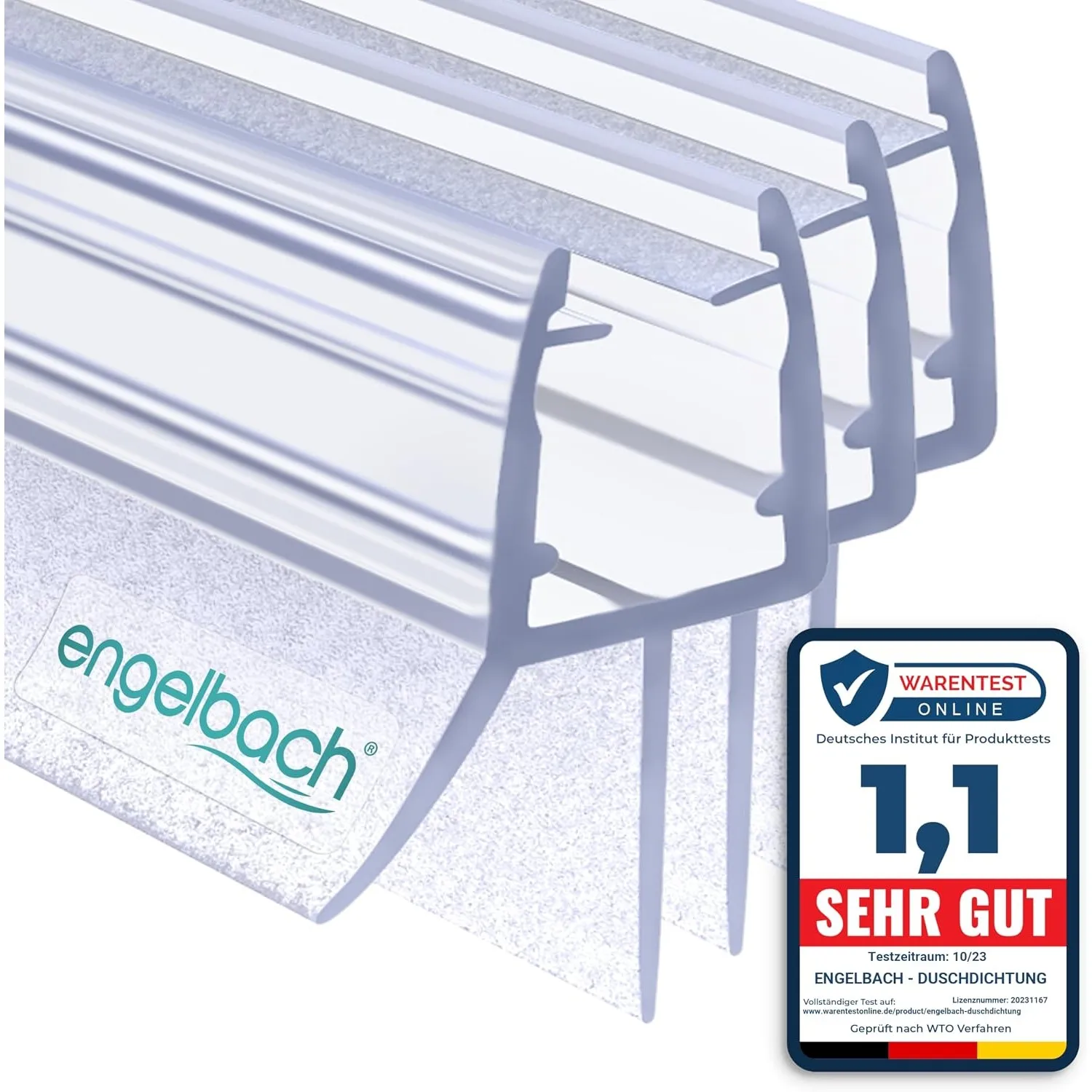 Engelbach® Duschdichtung 3x 90cm mit perfekter Passform für 5-8mm Glastüren - Duschtürdichtung mit extra dicker Gummili…