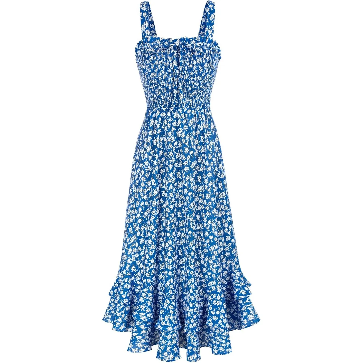 GRACE KARIN Damen langes Blumenkleid Ärmellos Spaghettiträger Freizeitkleid Böhmisch Maxikleid Strandkleider Urlaub