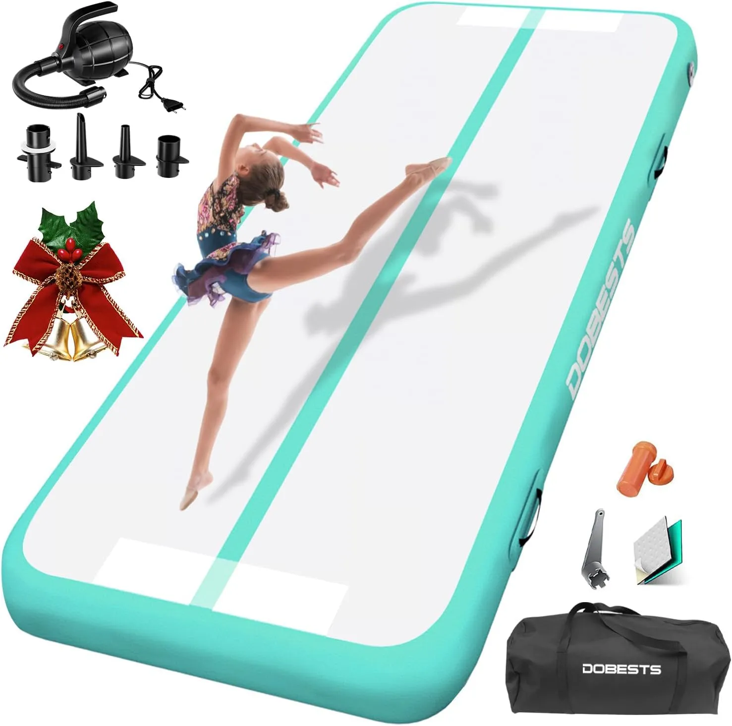 DOBESTS Airtrack Matte, 10/20cm Hoch 2/3/4/5/6m Tumbling Matte, Gymnastikmatte mit Luftpumpe, Trainingsmatte mit Traget…
