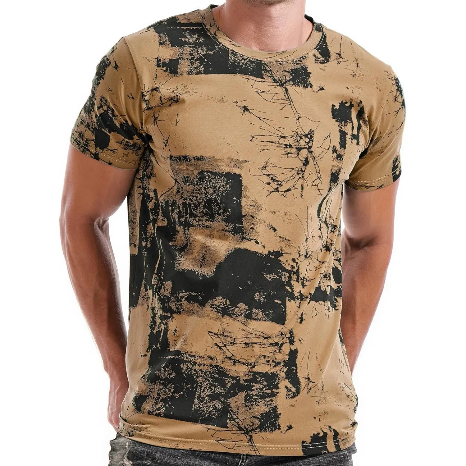 RONOMO Herren T-Shirt 95% Baumwolle 5% Spandex, Mikroelastik, Hautfreundlich