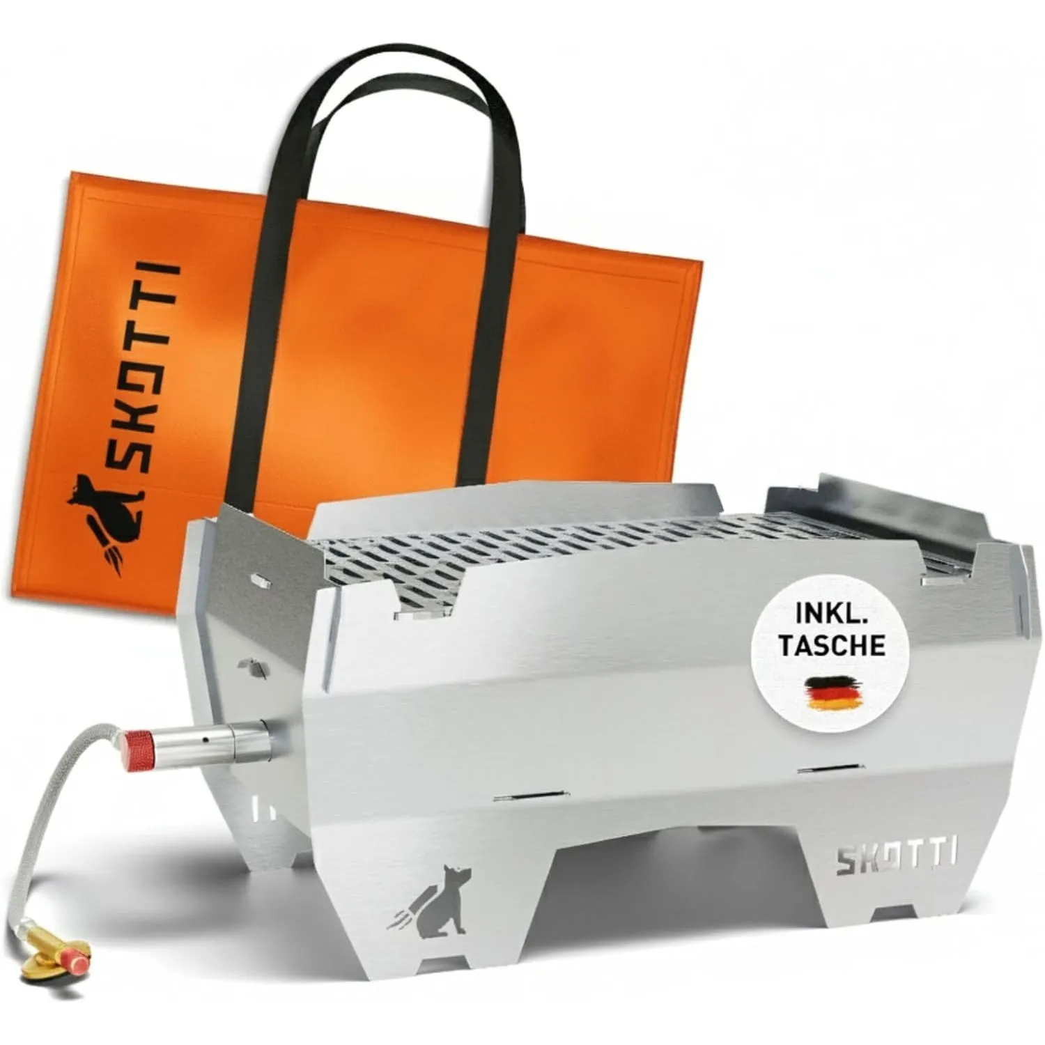SKOTTI Grill Gas, Camping Grill Gas klein, Ideal für Camping, Festival oder Balkon, Gasgrill für Gaskartuschen, Kleiner…