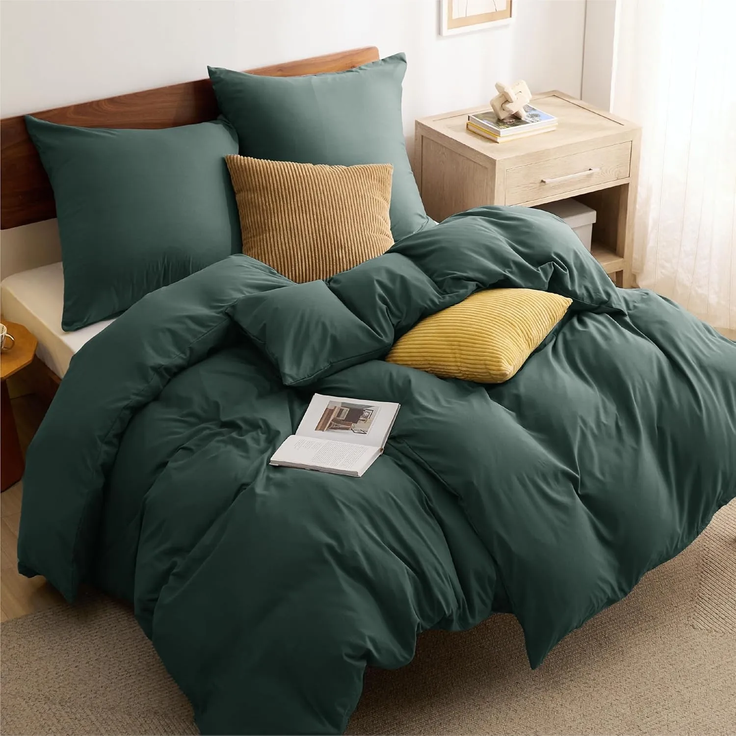 BEDSURE Bettwäsche 135x200 4teilig Waldgrün - 2 Bettbezüge 135x200 cm + 2 Kissenbezüge 80X80 cm, ÖKO-TEX Bettwäsche-Set…
