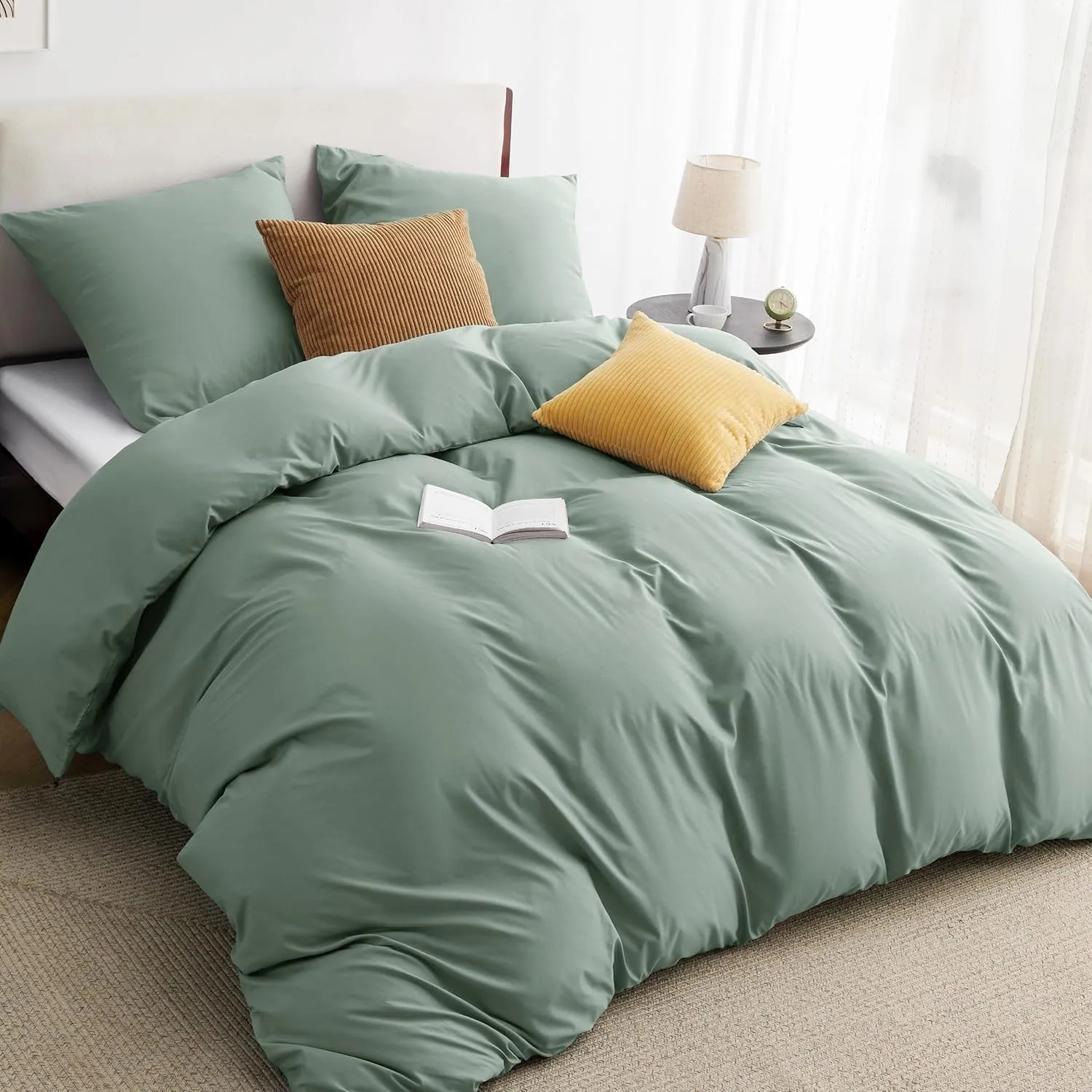 BEDSURE Bettwäsche 135x200 2teilig Salbeigrün - 1 Bettbezug 135x200 cm + 1 Kissenbezug 80X80 cm, ÖKO-TEX Bettwäsche-Set…
