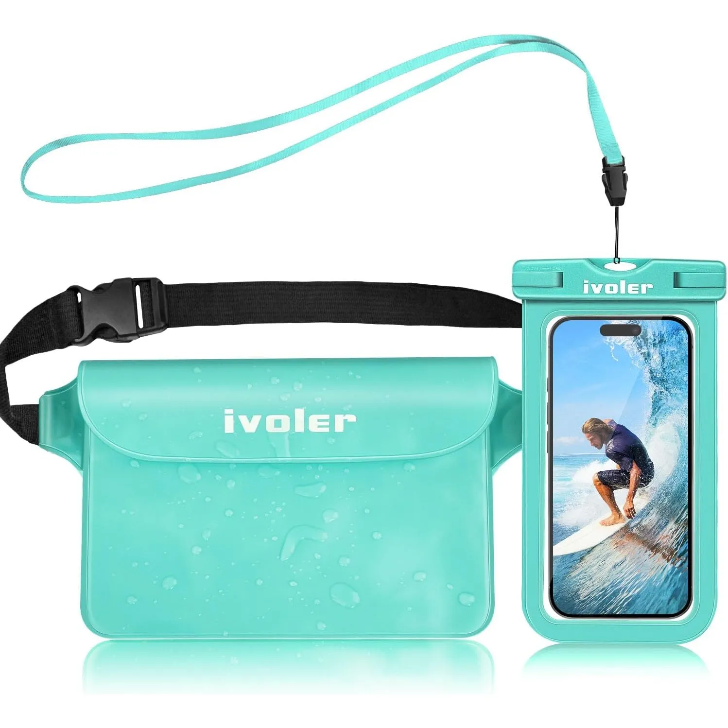 ivoler wasserdichte Tasche Beutel Bauchtasche Schutzhülle mit wasserdichte Handyhülle, Universal Strand-Tasche mit Hand…