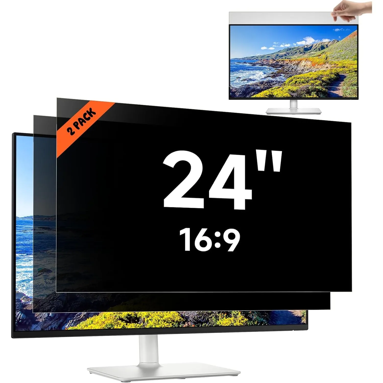 2 Stück 24 Zoll Sichtschutz für Computer Monitor Blickschutzfilter 16:9, Anti-Blaulichtfilter Blendschutz Abnehmbarer D…