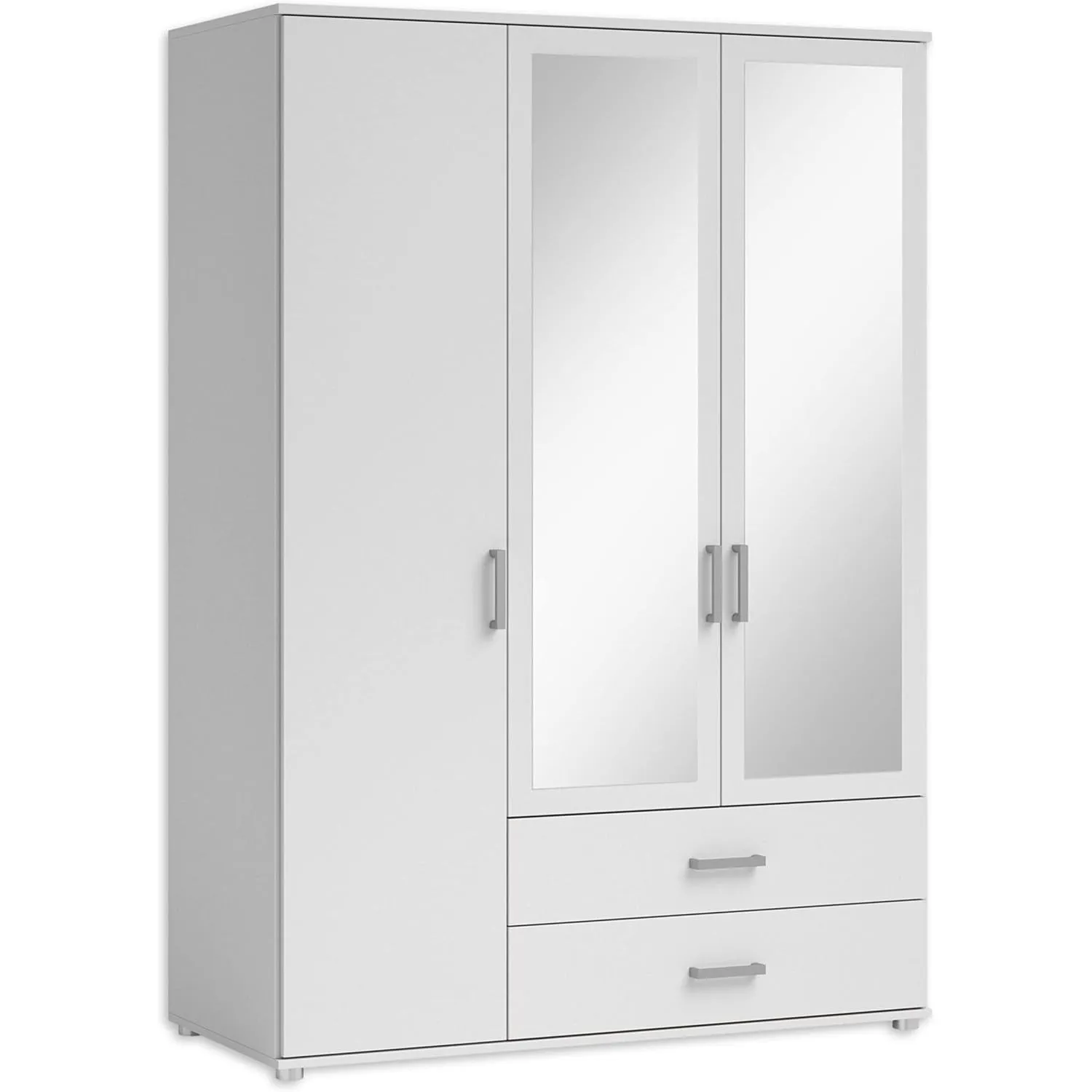 IVAR Kleiderschrank Schrank mit Spiegeln Schubladen Weiß 125 x 190 x 51 cm