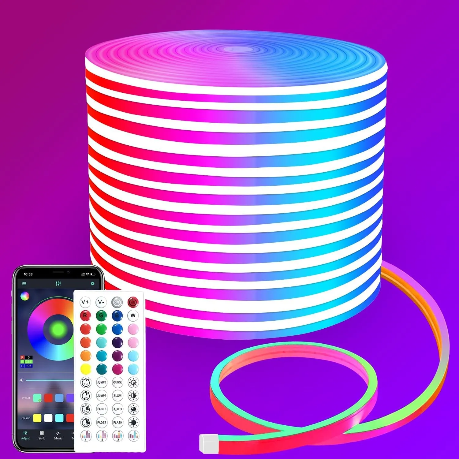 segrass 15m Neon Led strip，APP Steuerung,mit Fernbedienung | IP65 wasserdichte flexible Neon LED Streifen, 24V Rgb LED …