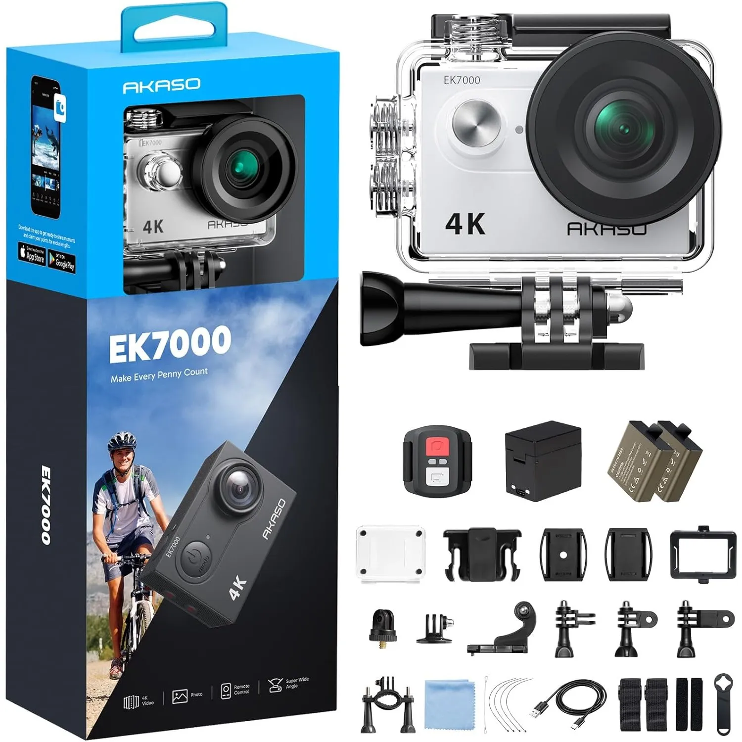AKASO Action Cam EK7000 4K30FPS Action Kamera 170° Weitwinkel HD Unterwasserkamera 20MP WiFi wasserdichte Sport Kamera …