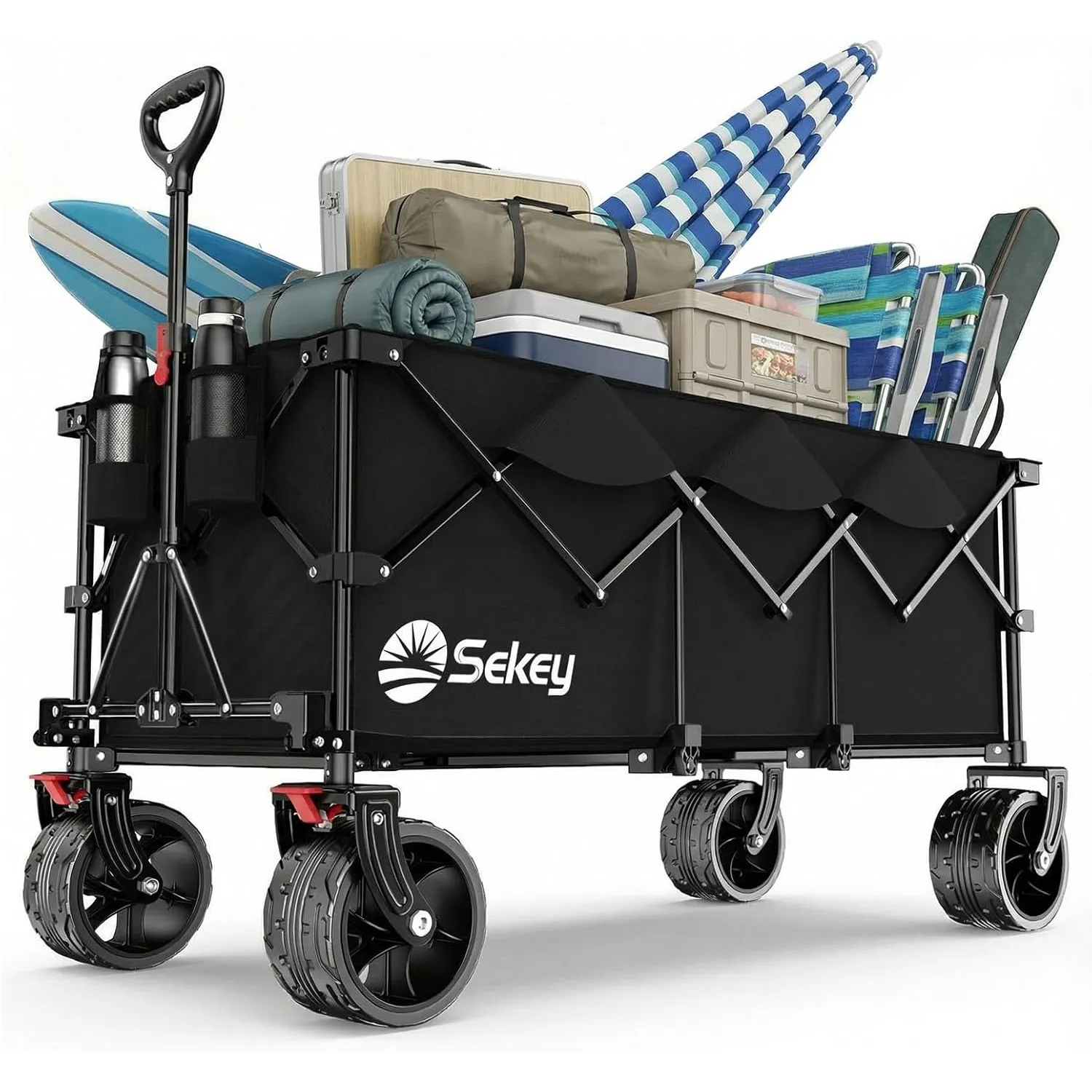 Sekey XXXL 4013 verlängerter Bollerwagen Faltbar 300L 200KG All-Terrain | Faltbollerwagen mit Extra Breite 17x10 cm All…