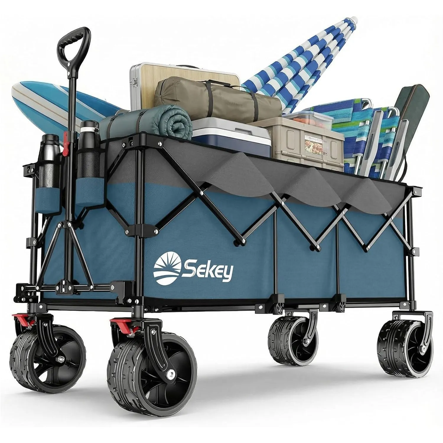 Sekey XXXL 4013 verlängerter Bollerwagen Faltbar 300L 200KG All-Terrain | Faltbollerwagen mit Extra Breite 17x10 cm All…