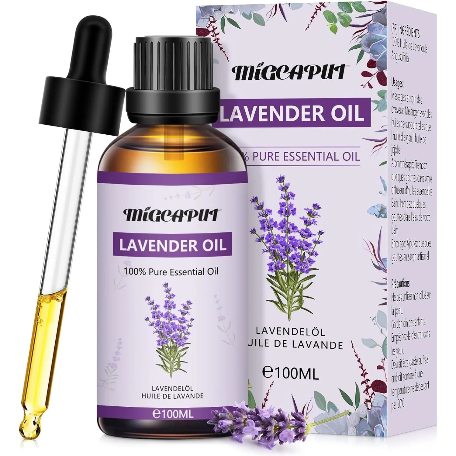 Migcaput Ätherische Öle lavendelöl 100 ml,100% Natürliche ätherische Öle, Ätherisches Aromatherapieöl von Erstklassige …