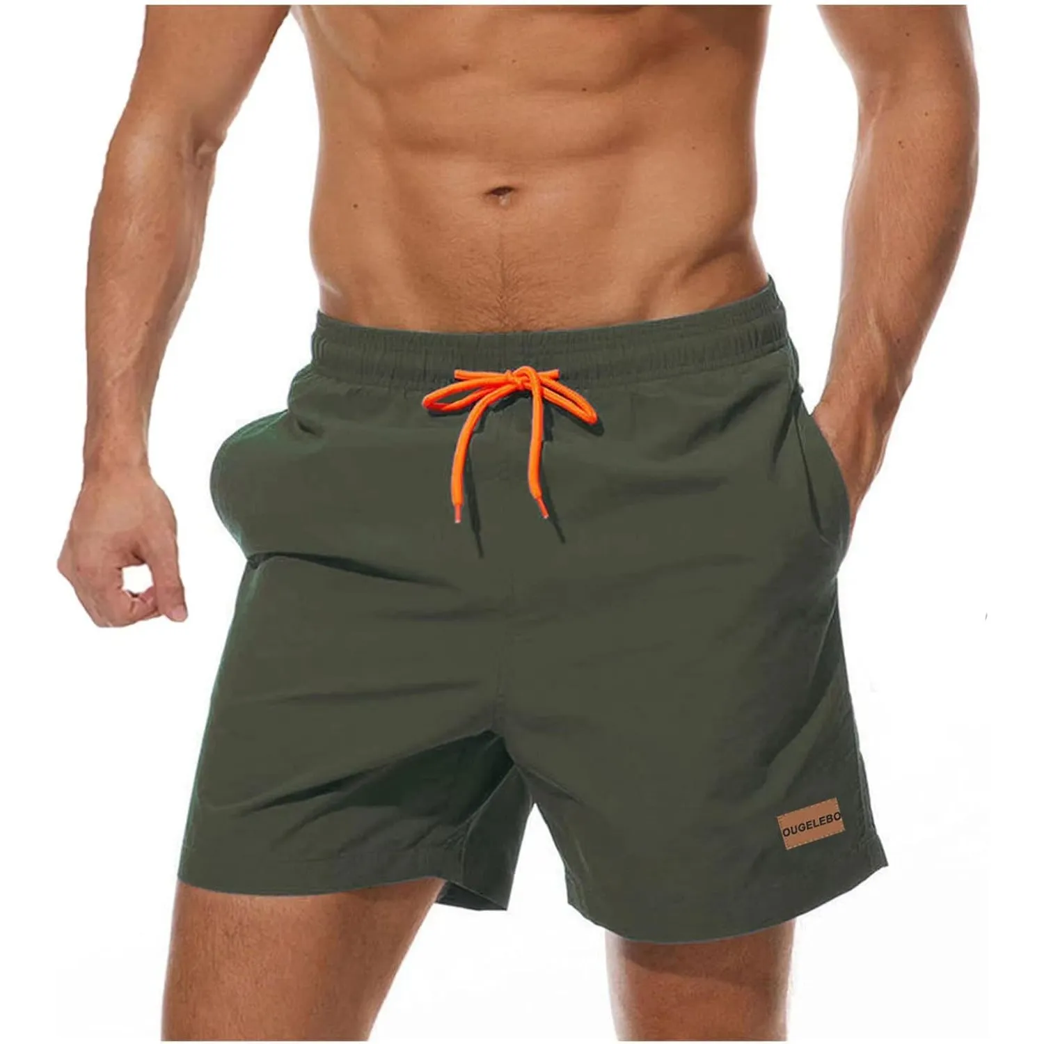 Ougelebo Badehose Herren Badeshorts mit Reißverschlusstasche | Schnelltrocknend Atmungsaktiv Wasserabweisend Badehose K…