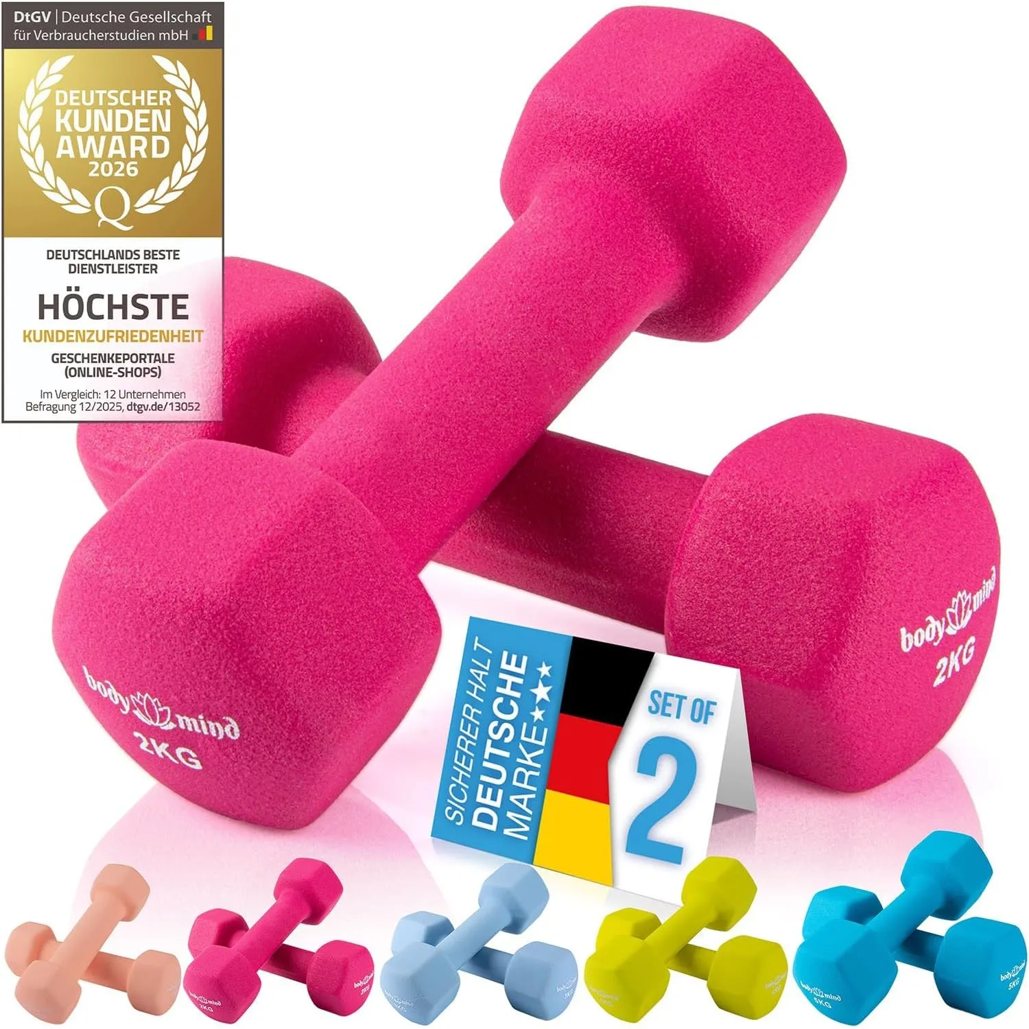Body & Mind® Hanteln 2er Set Gymnastikhanteln Dumbbells Kurzhanteln; Effektives Krafttraining mit verschiedenen Gewicht…