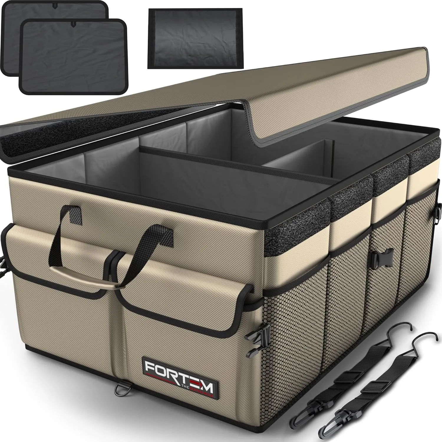 FORTEM Kofferraum Organizer, Kofferraumtasche, Zusammenklappbarer Auto Organizer Kofferraum mit Fächern, Rutschfester B…