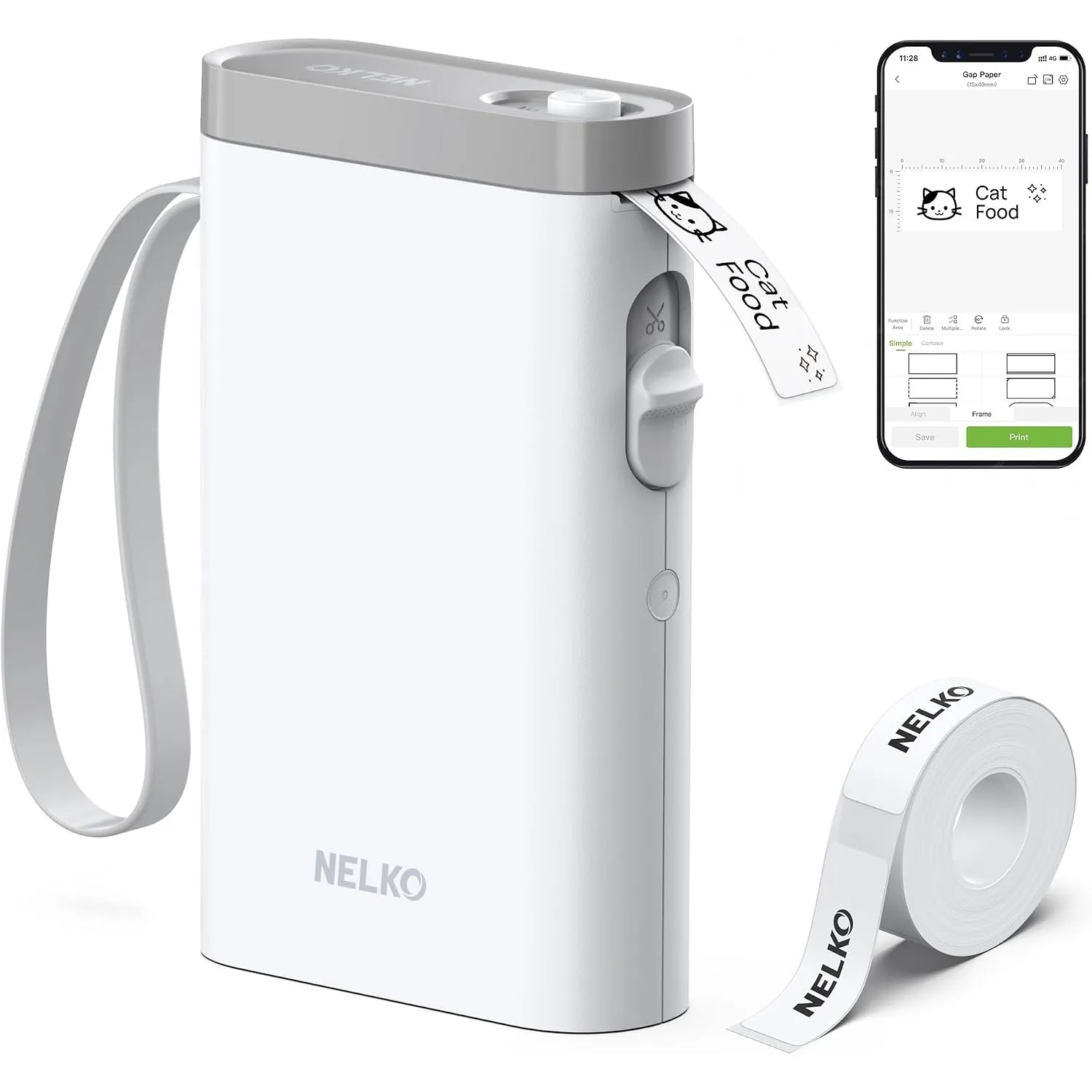 Nelko Etikettendrucker,Bluetooth P21 Selbstklebendes Etikettiergerät Weiß