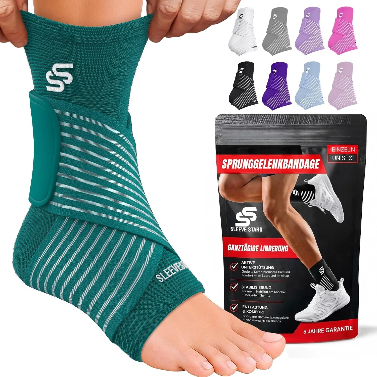 Sleeve Stars Sprunggelenkbandage - Plantarfasziitis & Achillessehnen Entlastung, Fußgelenk Bandage mit verstellbarem Ri…