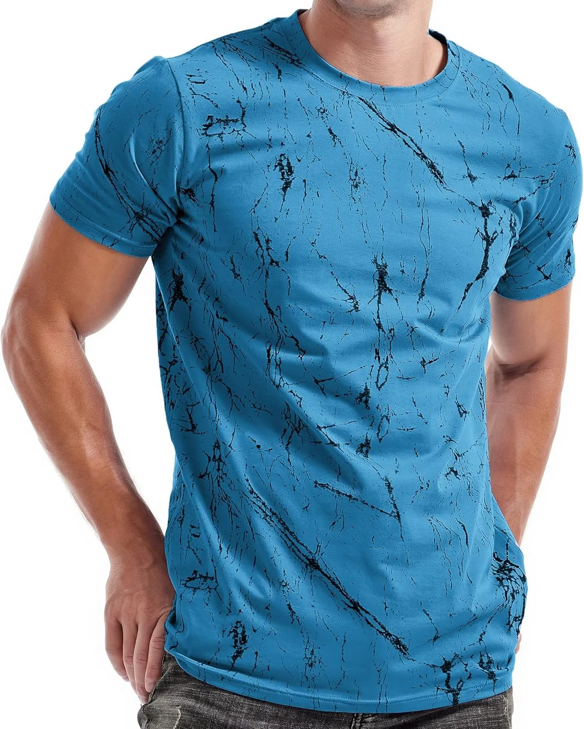 RONOMO Herren T-Shirt 95% Baumwolle 5% Spandex, Mikroelastik, Hautfreundlich