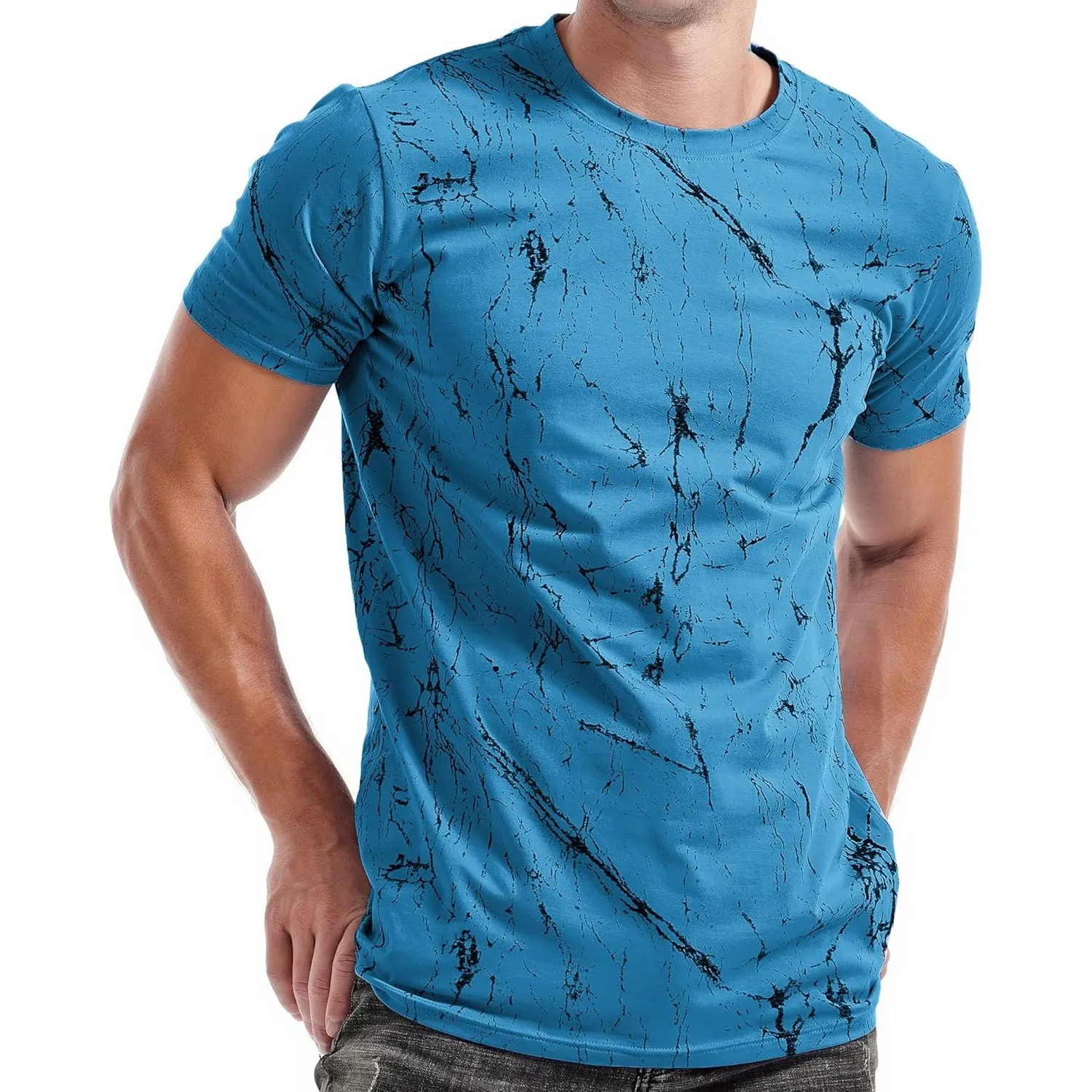 RONOMO Herren T-Shirt 95% Baumwolle 5% Spandex, Mikroelastik, Hautfreundlich