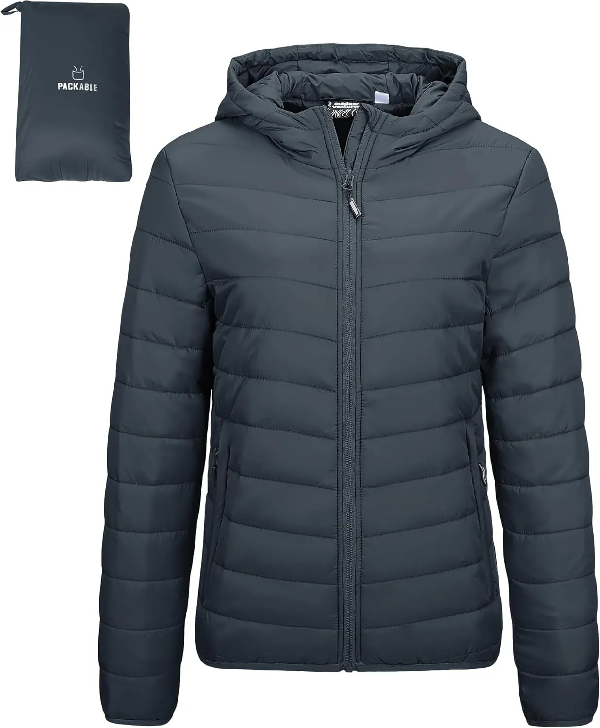 Damen Steppjacke Leichte Packbare Übergangsjacke Warme Winterjacke mit Kapuze für Frauen Gefüttert Pufferjacke mit Taschen für Freizeit Wandern Reisen