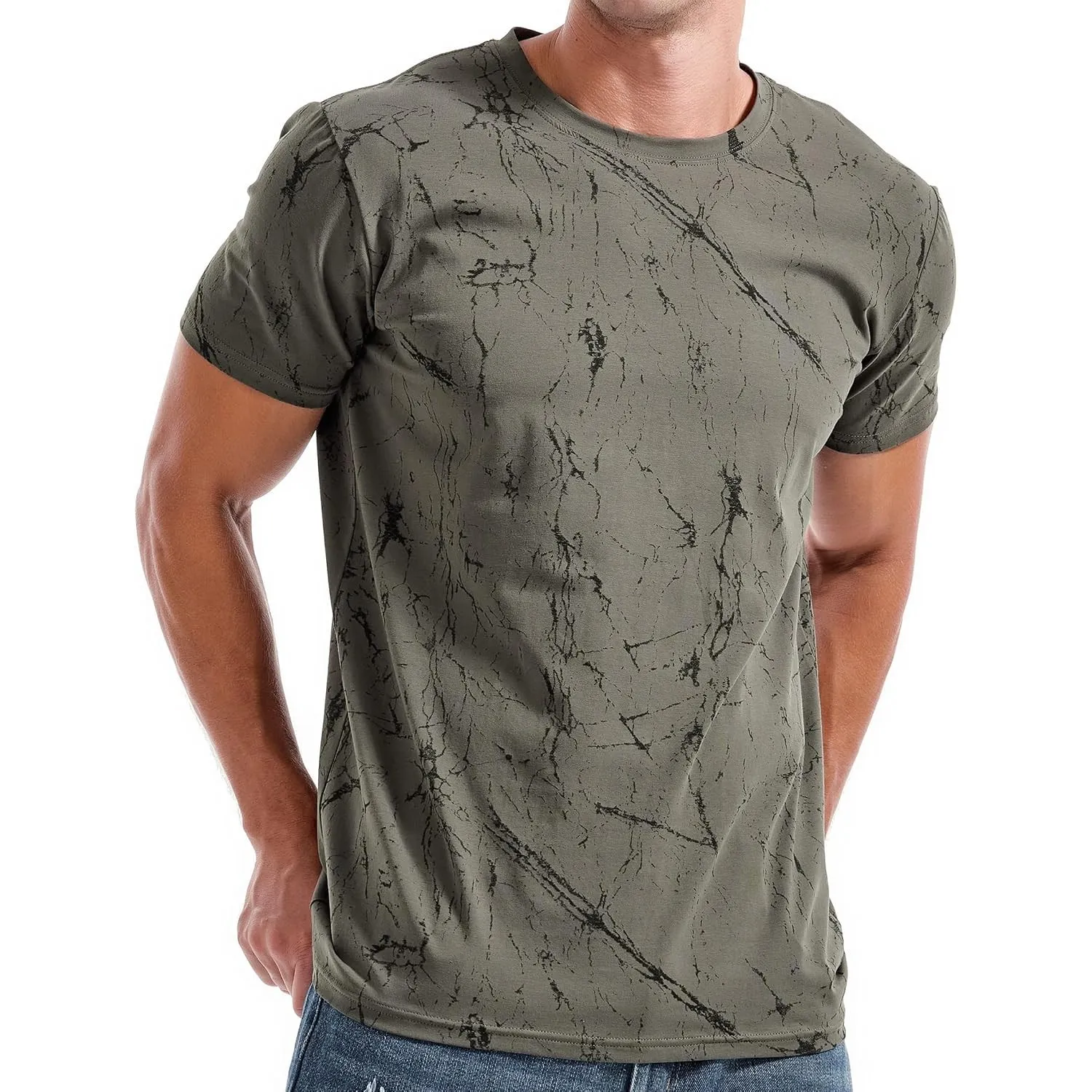 RONOMO Herren T-Shirt 95% Baumwolle 5% Spandex, Mikroelastik, Hautfreundlich